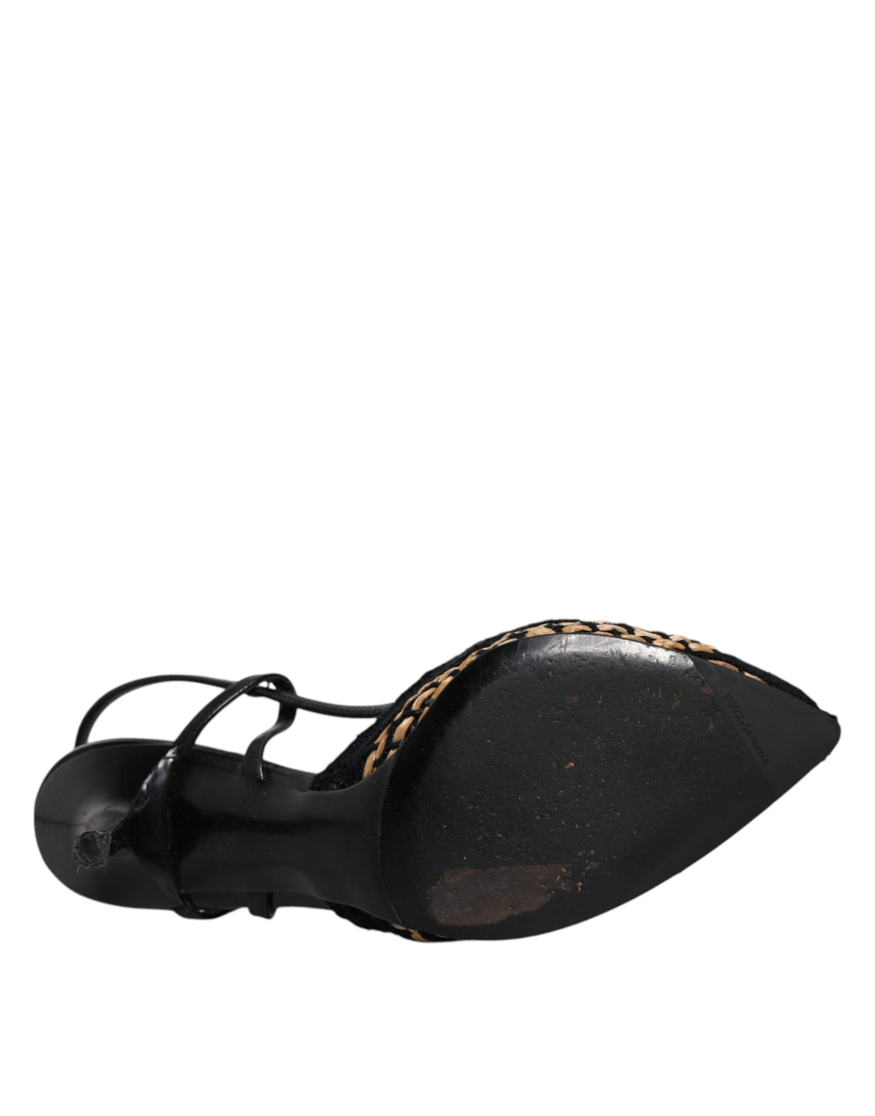 Dolce & Gabbana Black Brown Lace High Heels Slingback Shoes | Regal Royce