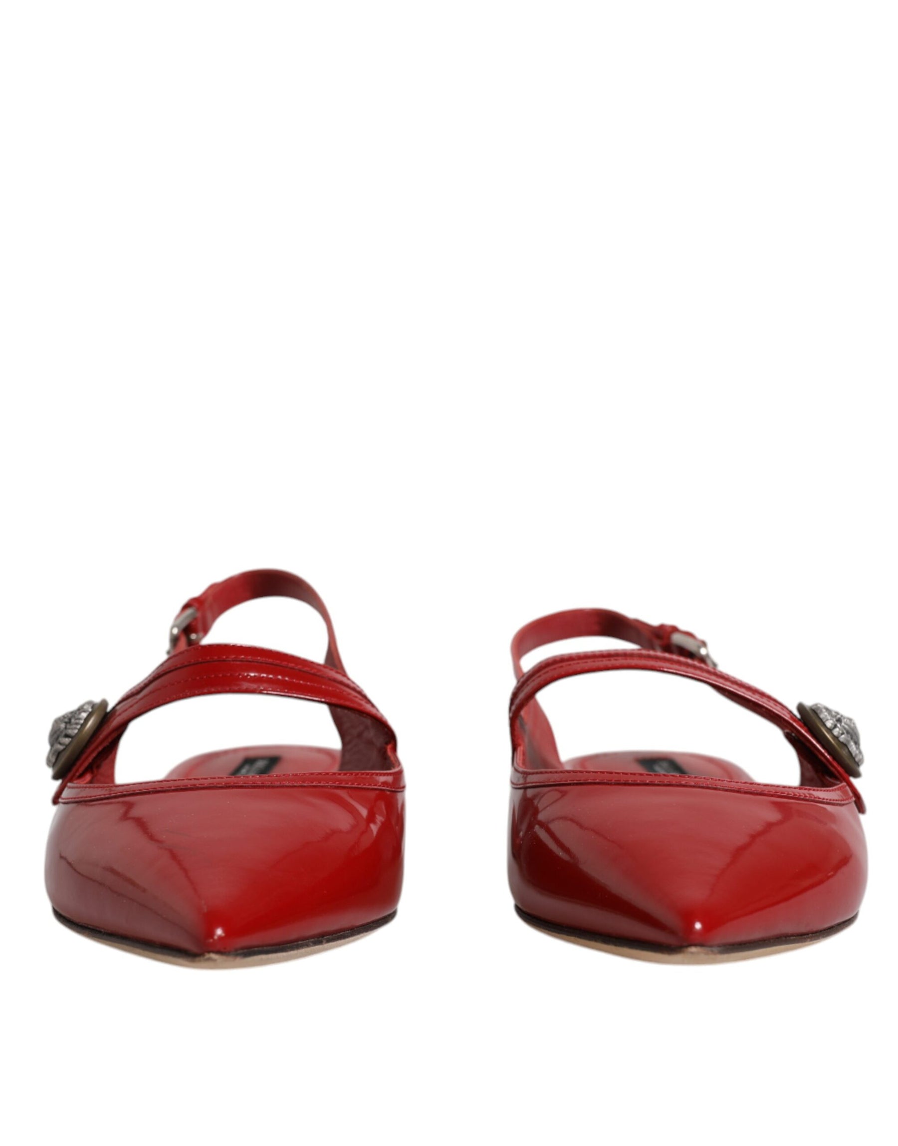 Dolce & Gabbana Red Leather Slingback Flats Sandals Shoes | Regal Royce