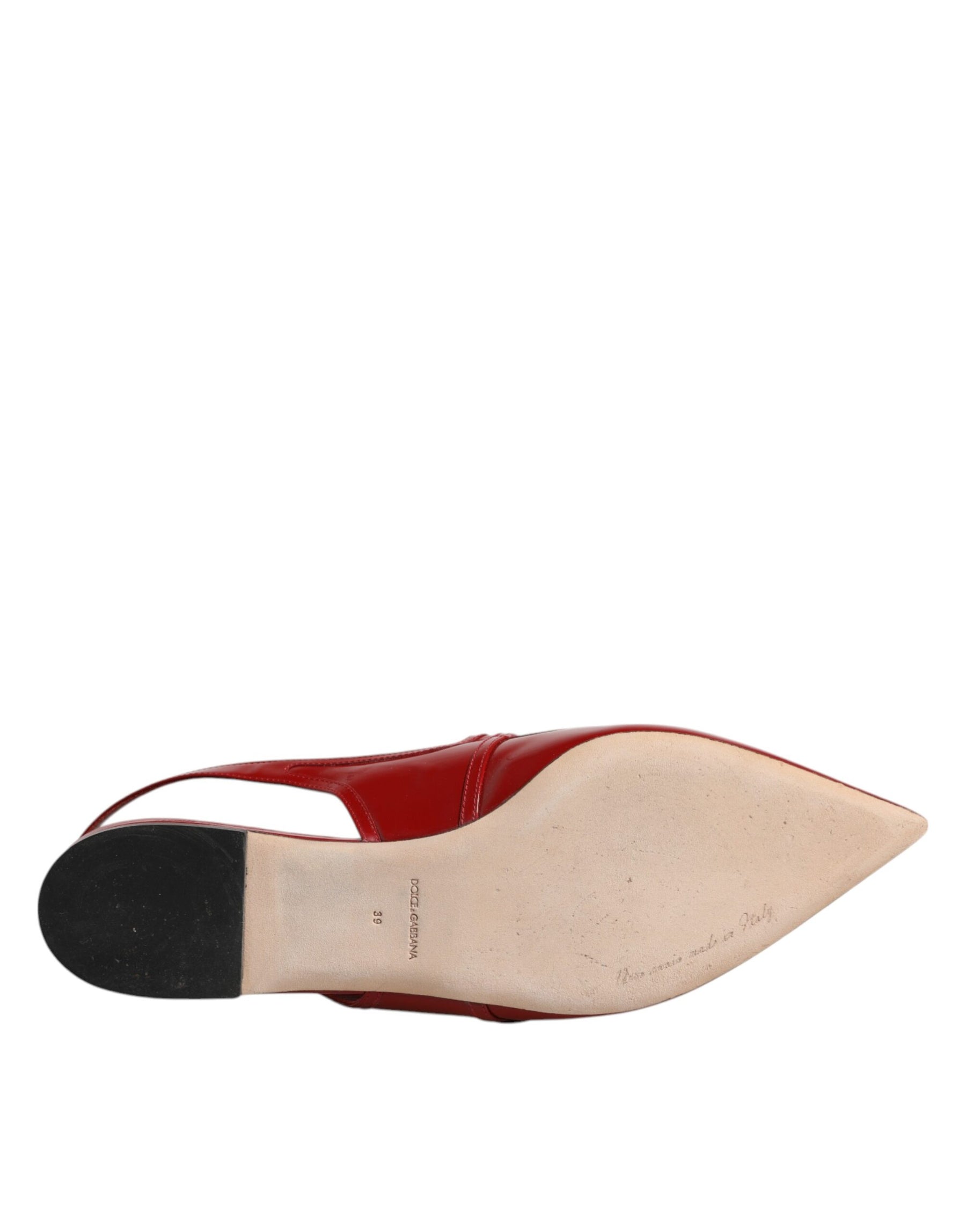 Dolce & Gabbana Red Leather Slingback Flats Sandals Shoes | Regal Royce