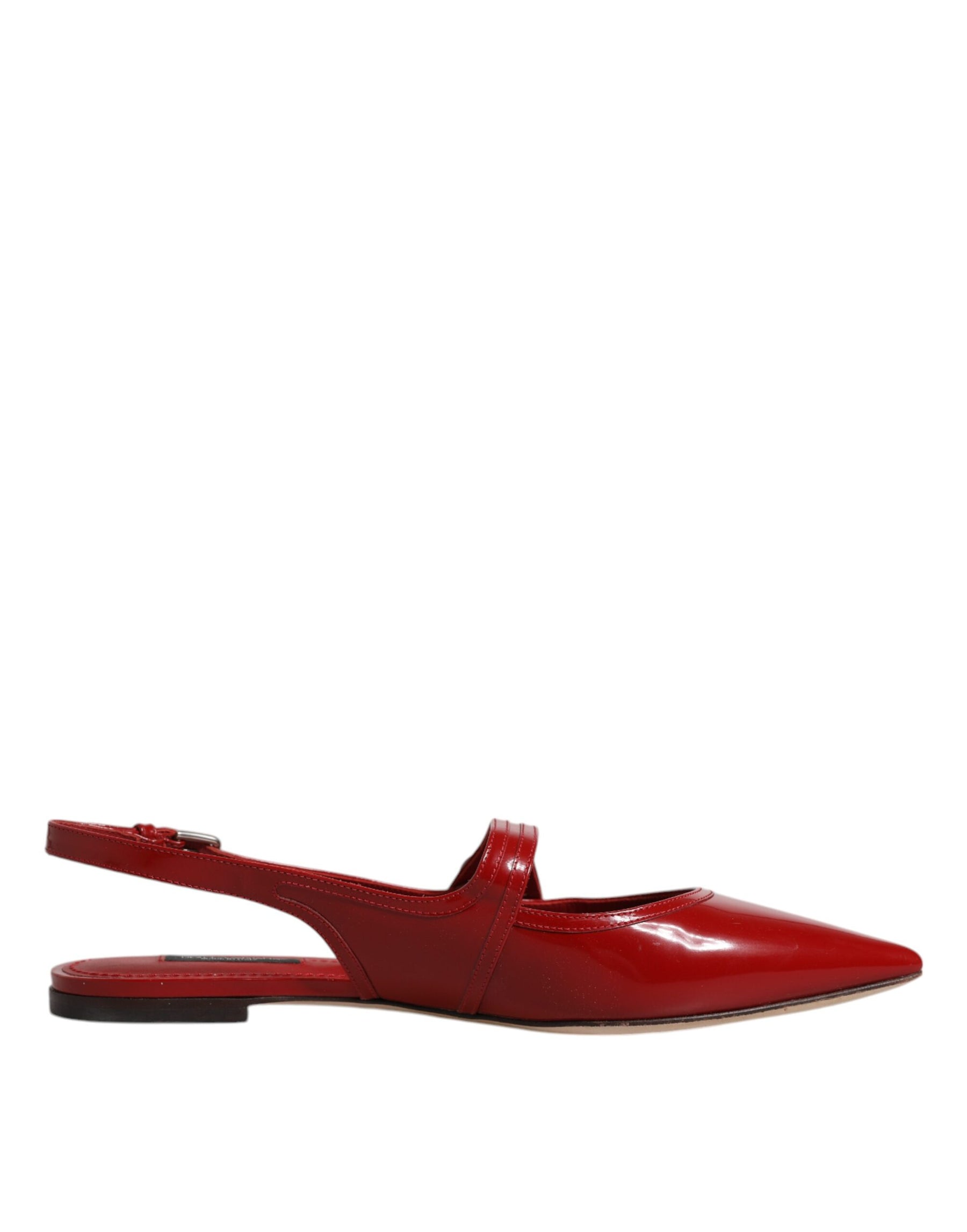 Dolce & Gabbana Red Leather Slingback Flats Sandals Shoes | Regal Royce