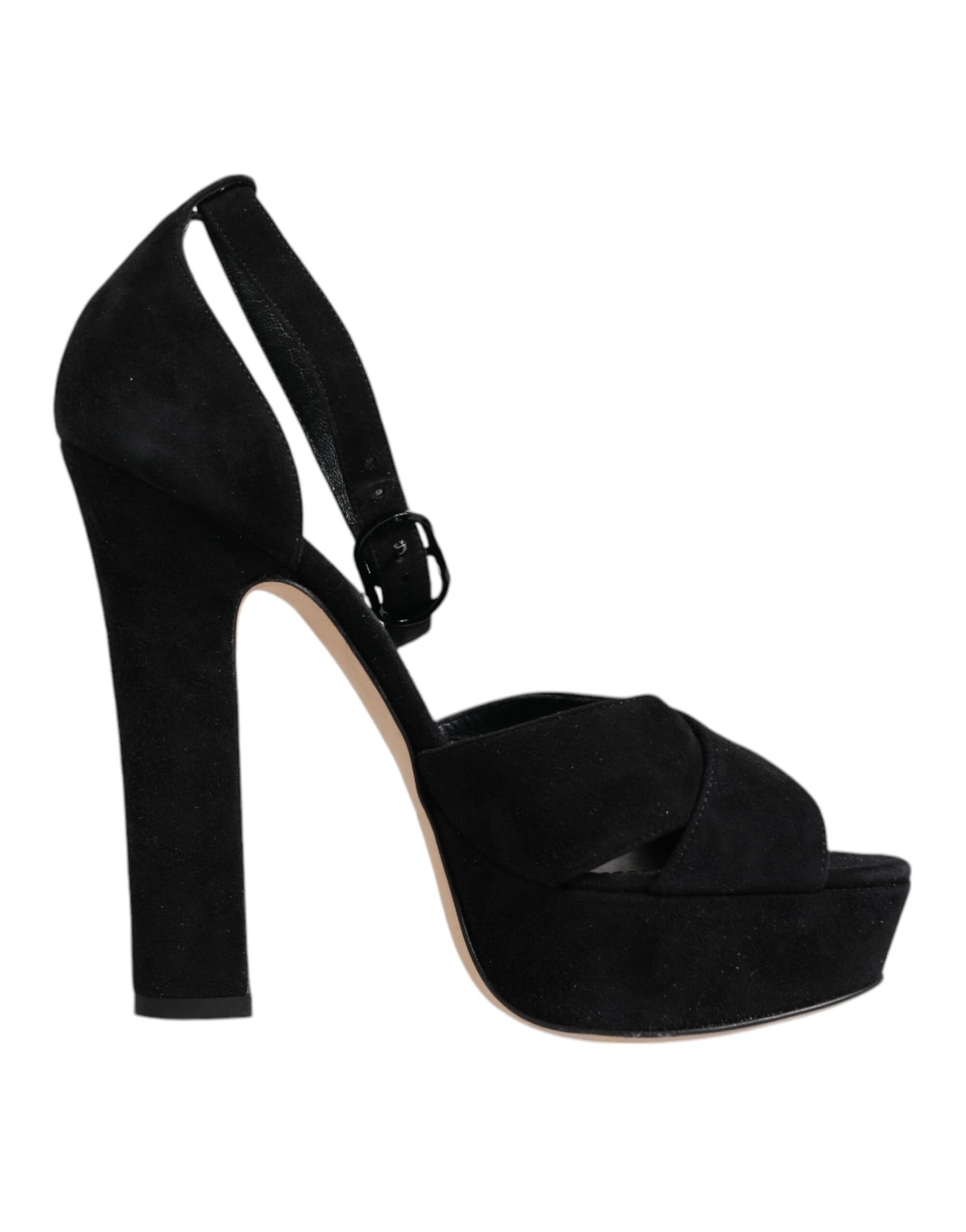 Dolce & Gabbana Black Leather Platform Heels Sandals Shoes | Regal Royce