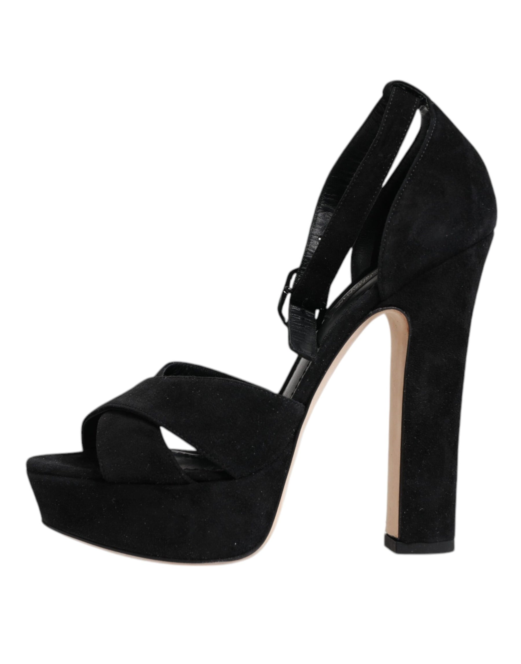Dolce & Gabbana Black Leather Platform Heels Sandals Shoes | Regal Royce
