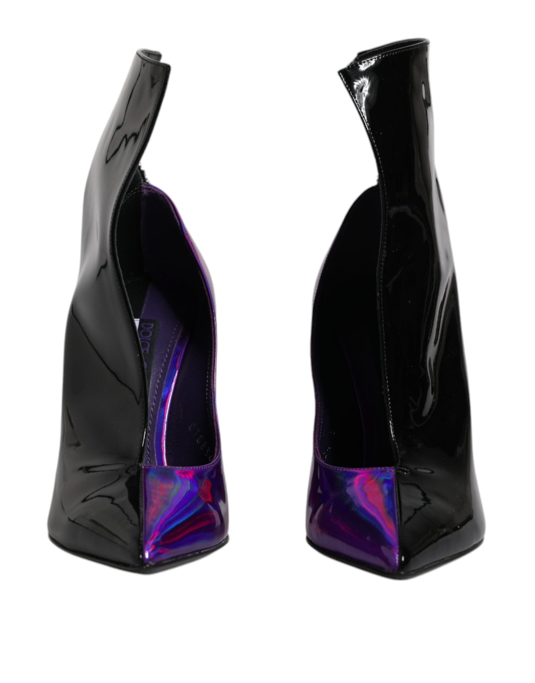 Dolce & Gabbana Purple Black Pointed Ankle Boots Shoes | Regal Royce