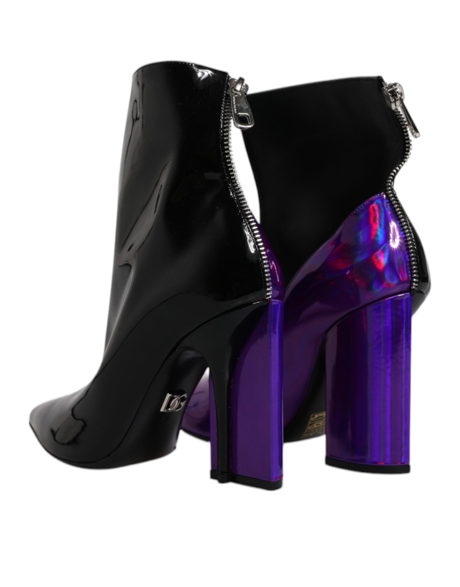 Dolce & Gabbana Purple Black Pointed Ankle Boots Shoes | Regal Royce