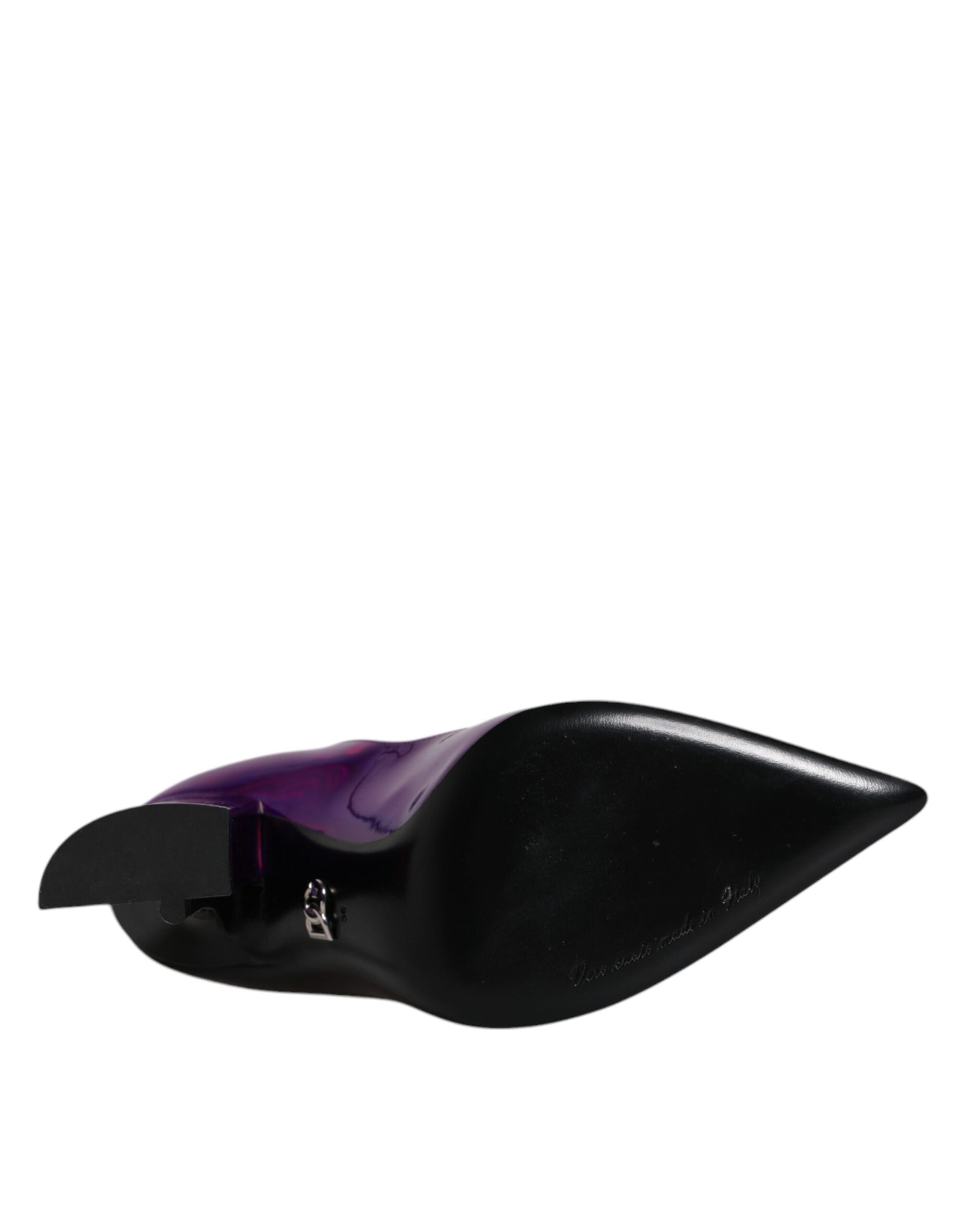 Dolce & Gabbana Purple Black Pointed Ankle Boots Shoes | Regal Royce