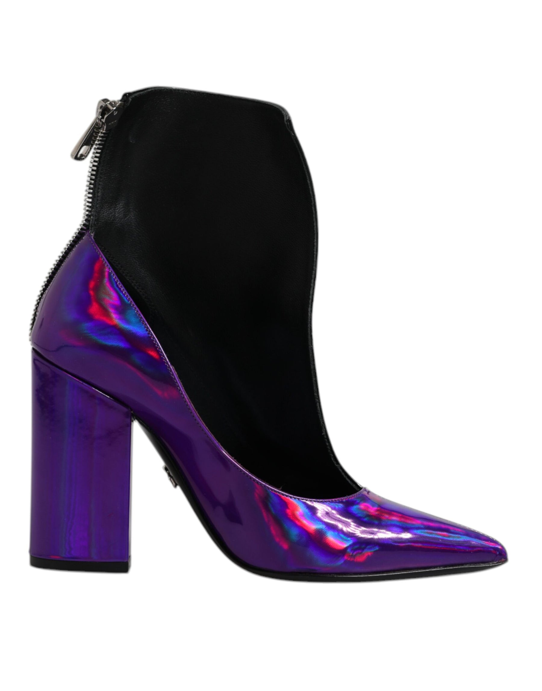 Dolce & Gabbana Purple Black Pointed Ankle Boots Shoes | Regal Royce