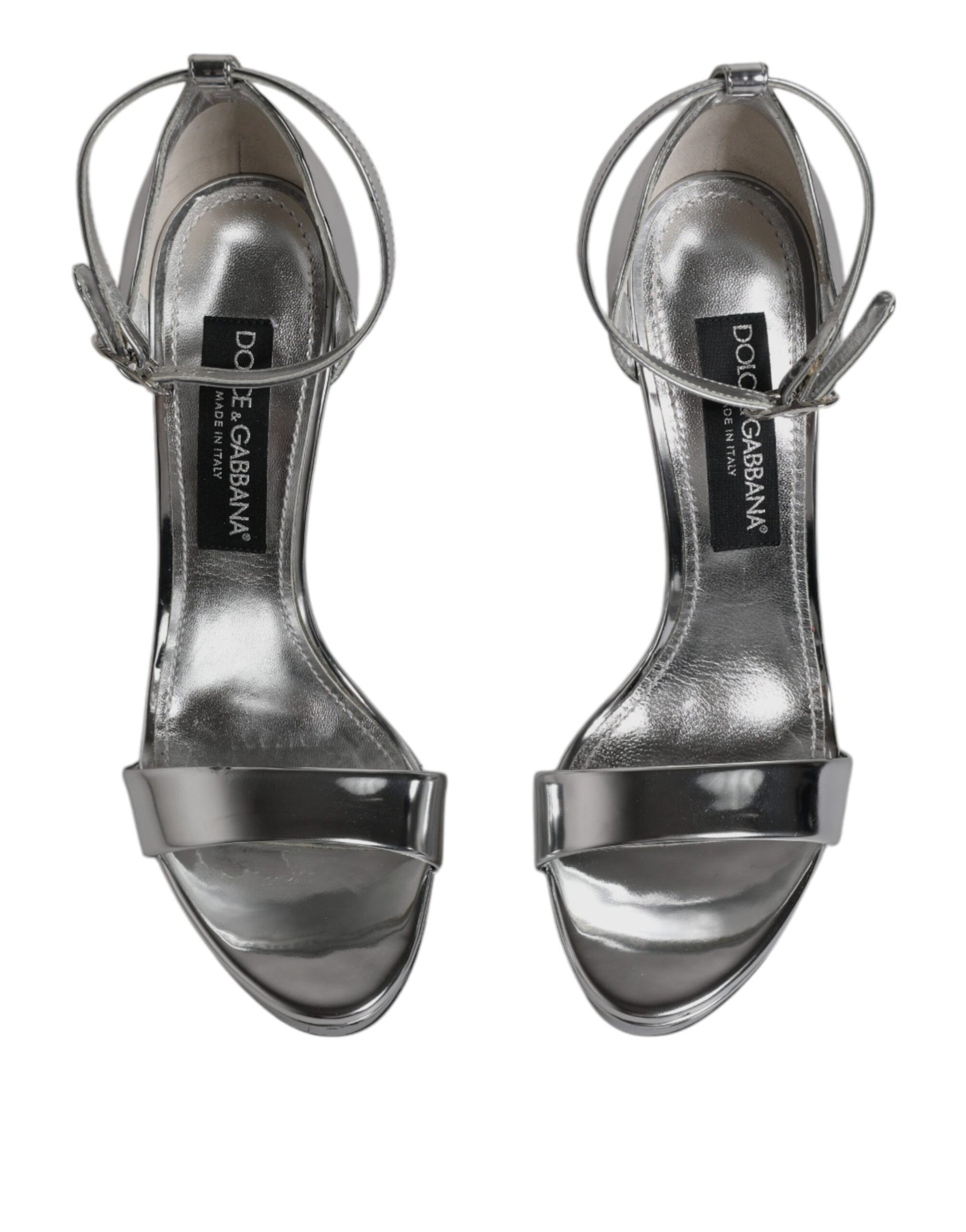 Dolce & Gabbana Silver KEIRA Heels Ankle Strap Sandals Shoes | Regal Royce