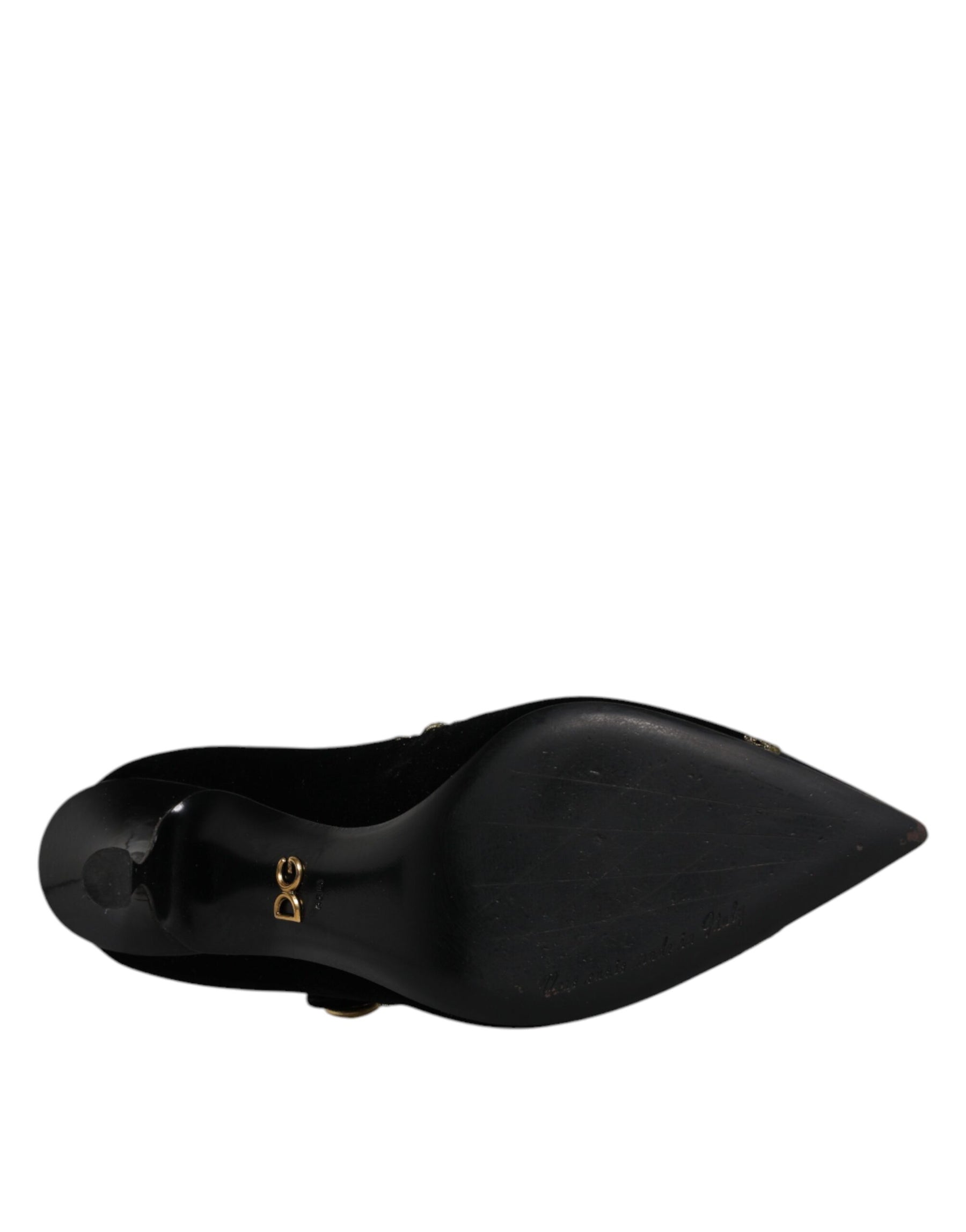 Dolce & Gabbana Black Velvet Gold Mary Janes Pumps Shoes | Regal Royce