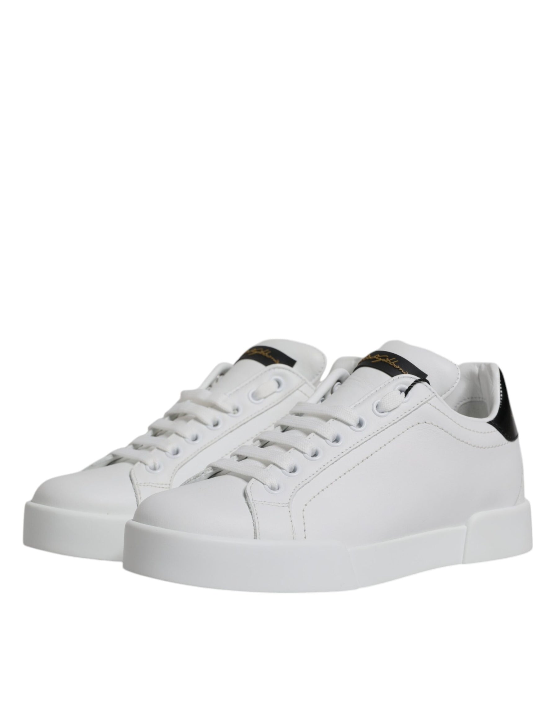 Dolce & Gabbana White Leather Classic Low Top Sneakers Shoes | Regal Royce