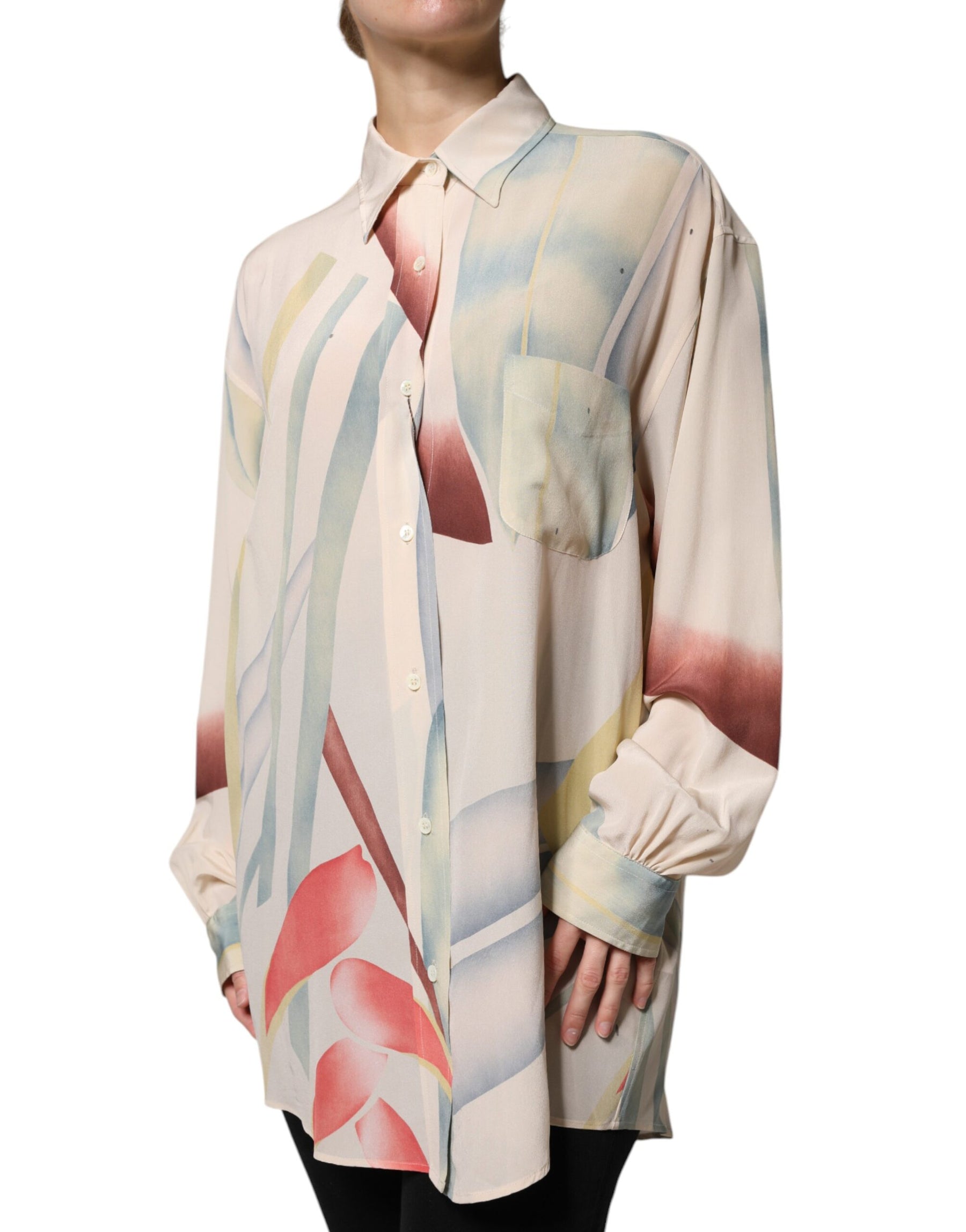 Etro Beige Printed Collared Buttoned Long Sleeves Blouse Top | Regal Royce