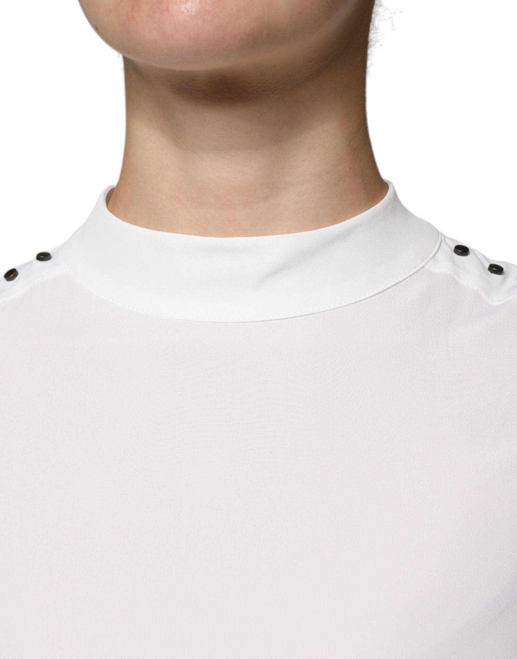 Patrizia Pepe White Mock Neckline Sleeveless Tank Blouse Top | Regal Royce