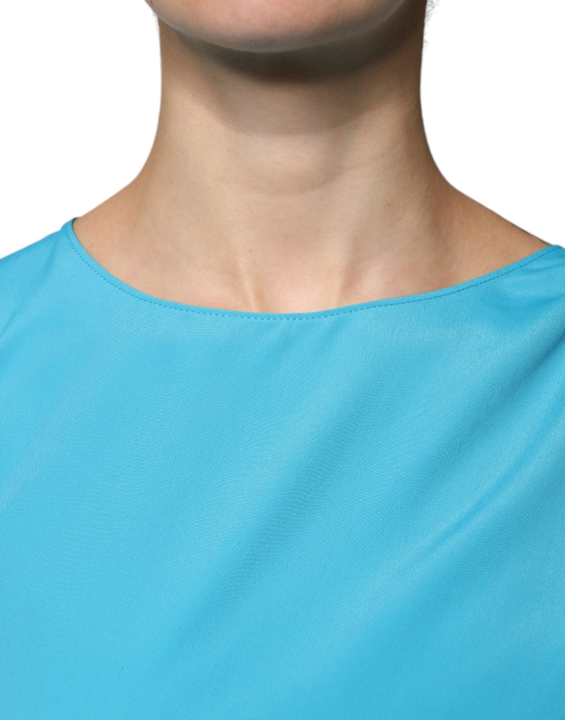 Boutique Moschino Blue Round Neckline Long Sleeves Blouse Top | Regal Royce