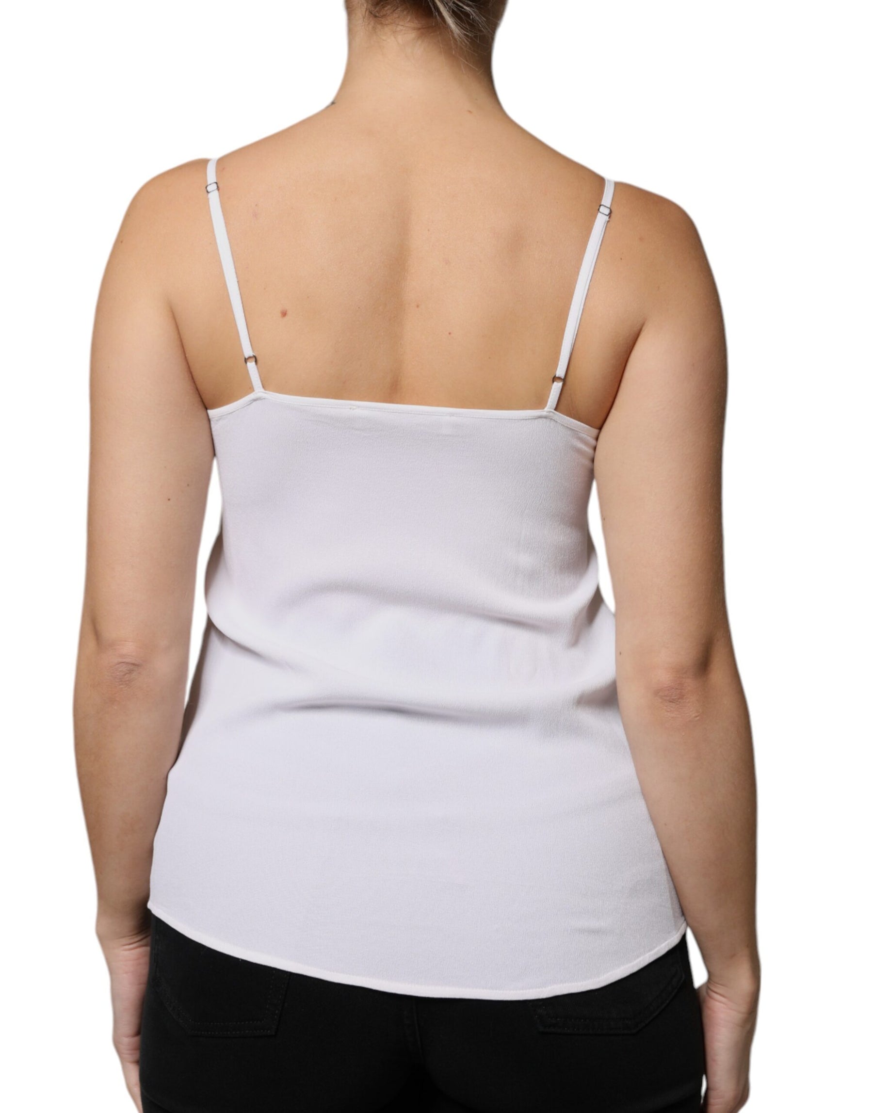 Fabiana Filippi White Spaghetti Strap Sleeveless Tank Top | Regal Royce