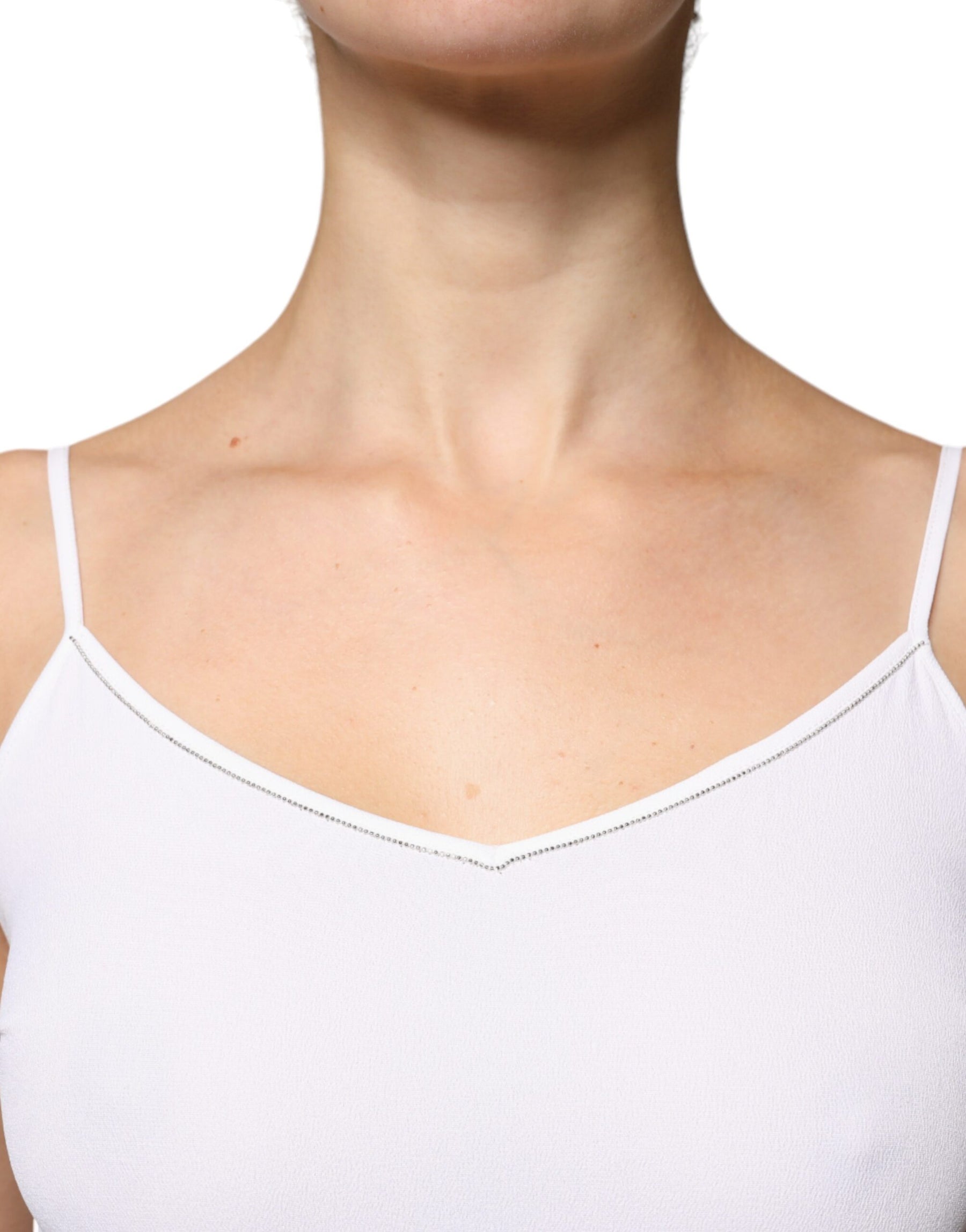 Fabiana Filippi White Spaghetti Strap Sleeveless Tank Top | Regal Royce