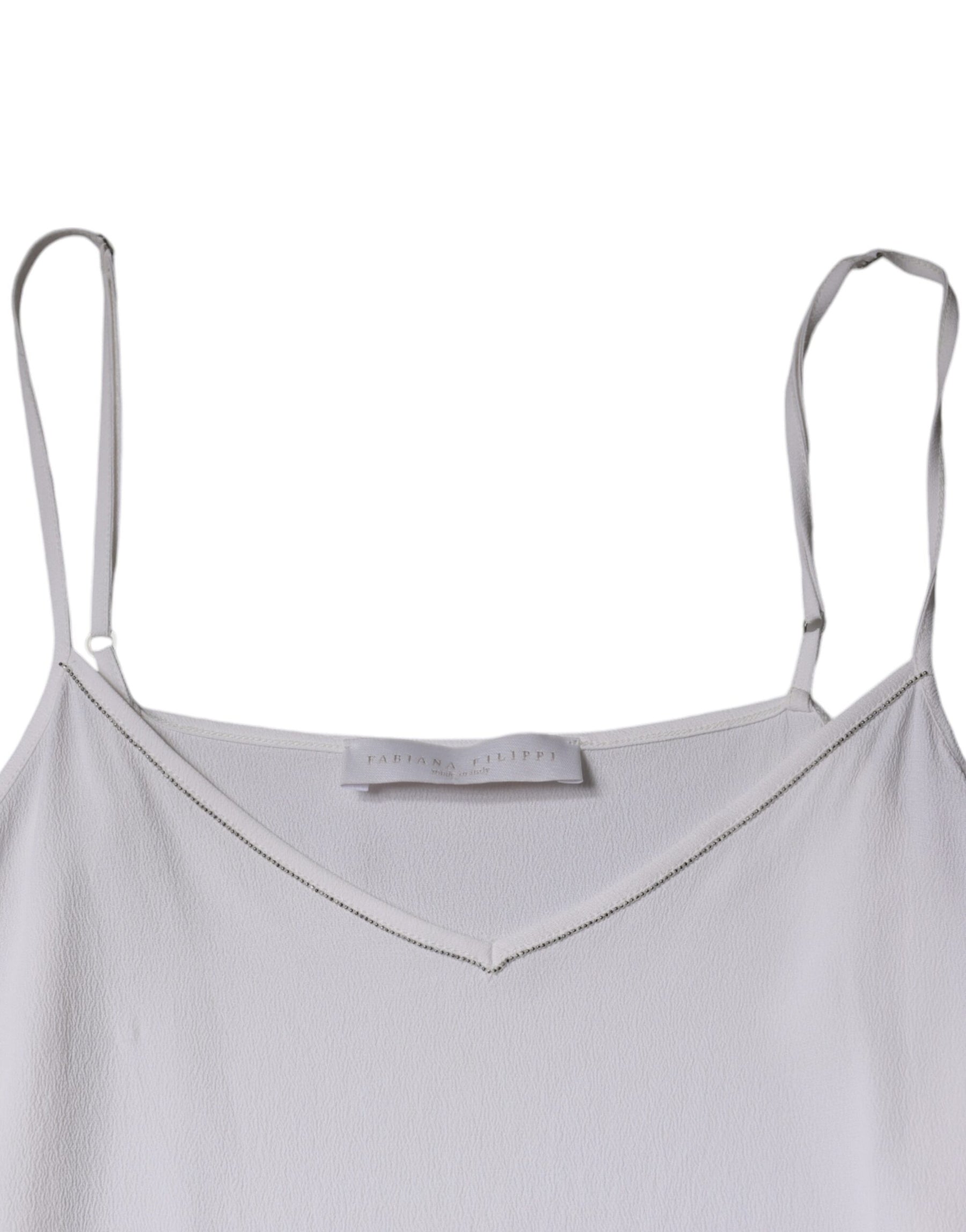 Fabiana Filippi White Spaghetti Strap Sleeveless Tank Top | Regal Royce