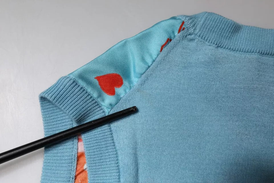 Dolce & Gabbana Blue Drawing Cashmere Sleeveless Tank Top | Regal Royce