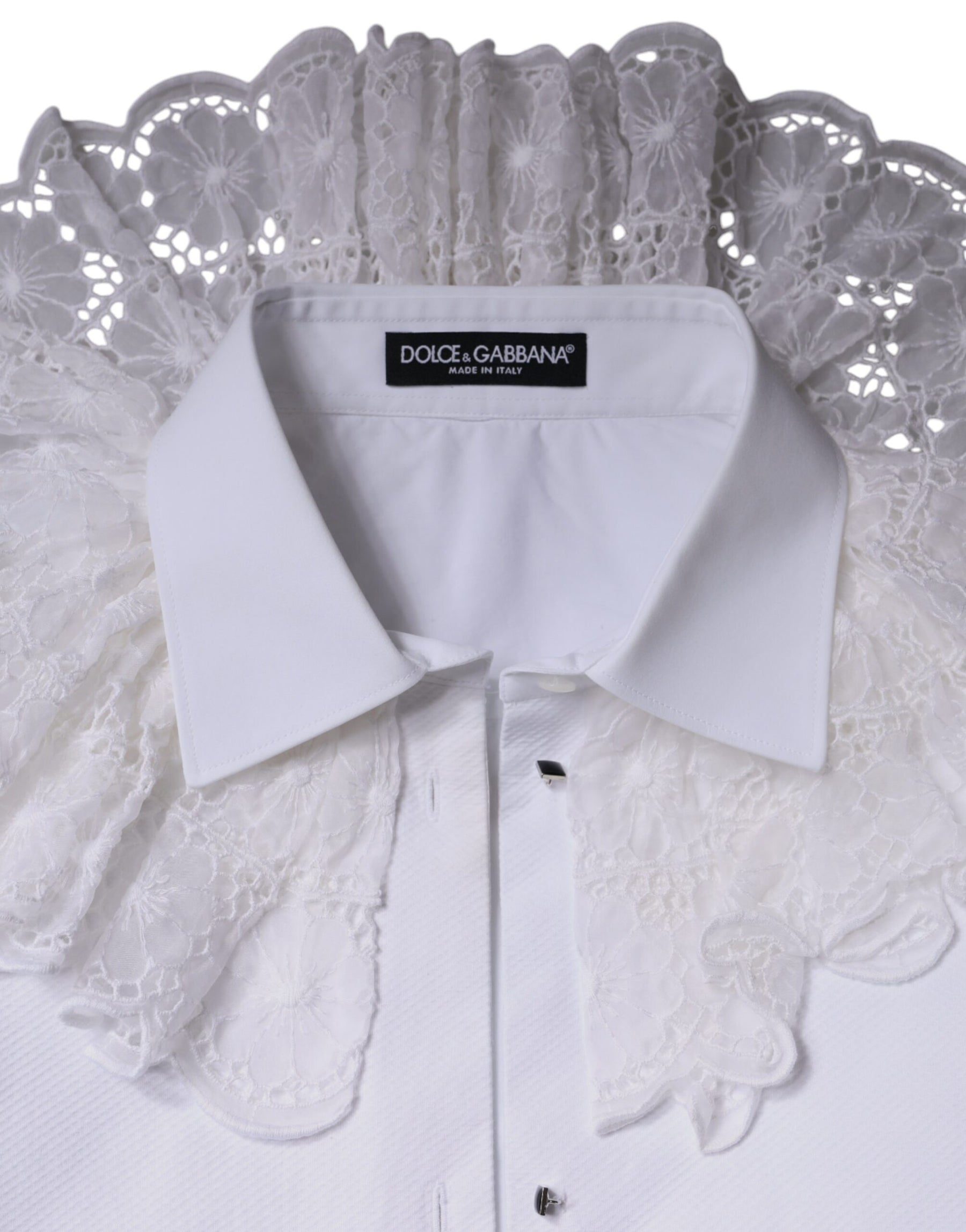 Dolce & Gabbana White Cotton Poplin Shirt Dress Blouse Top | Regal Royce