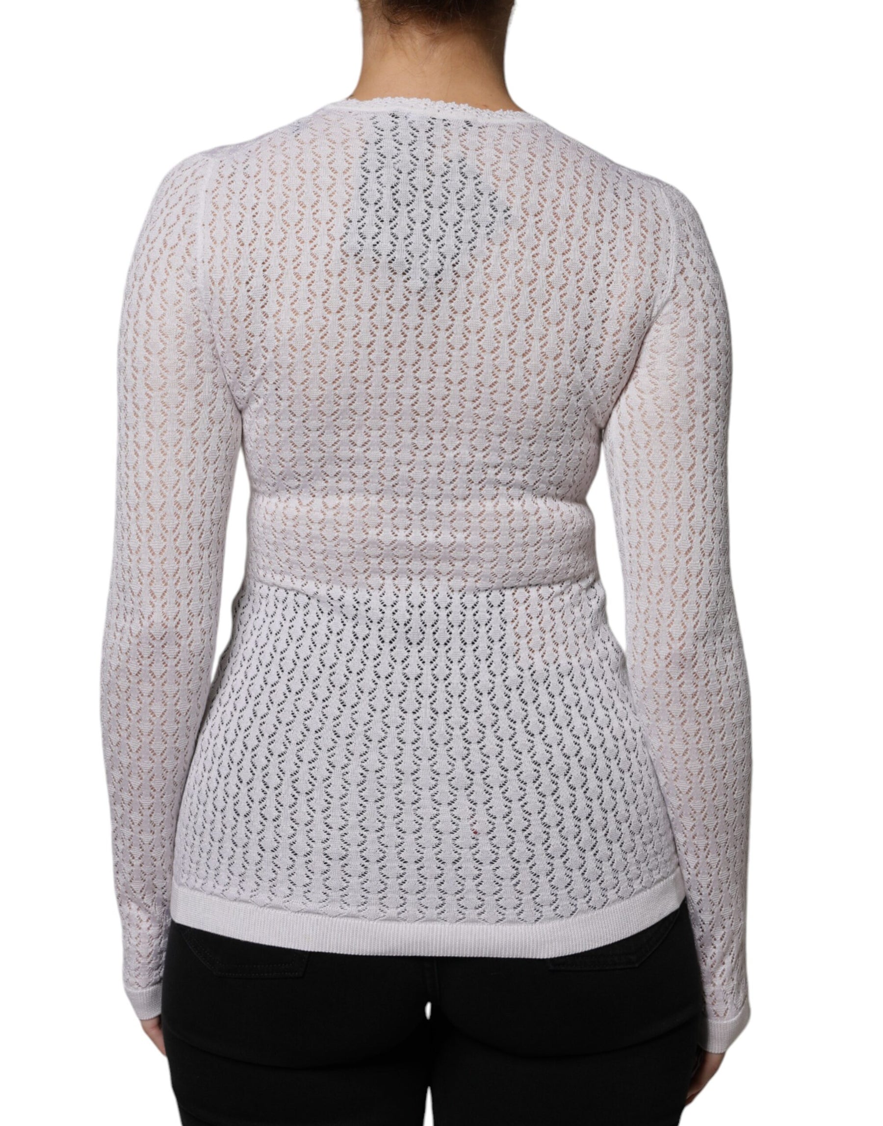 Dolce & Gabbana White Silk Button Down Cardigan Sweater | Regal Royce