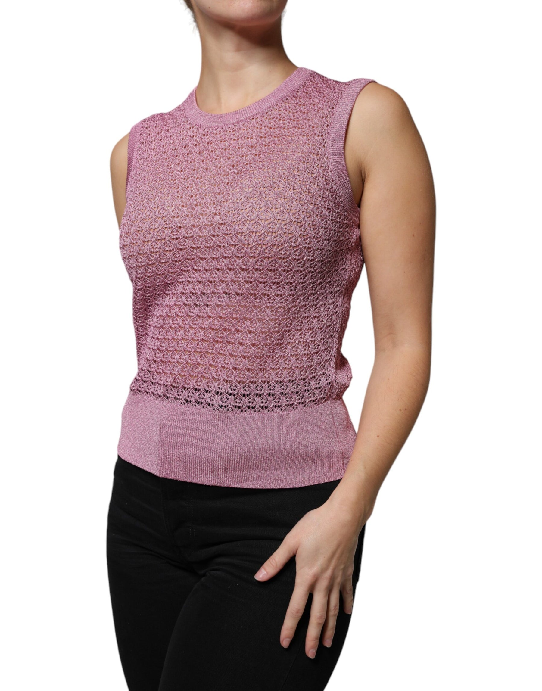Dolce & Gabbana Pink Mesh See Through Sleeveless Tank Top | Regal Royce