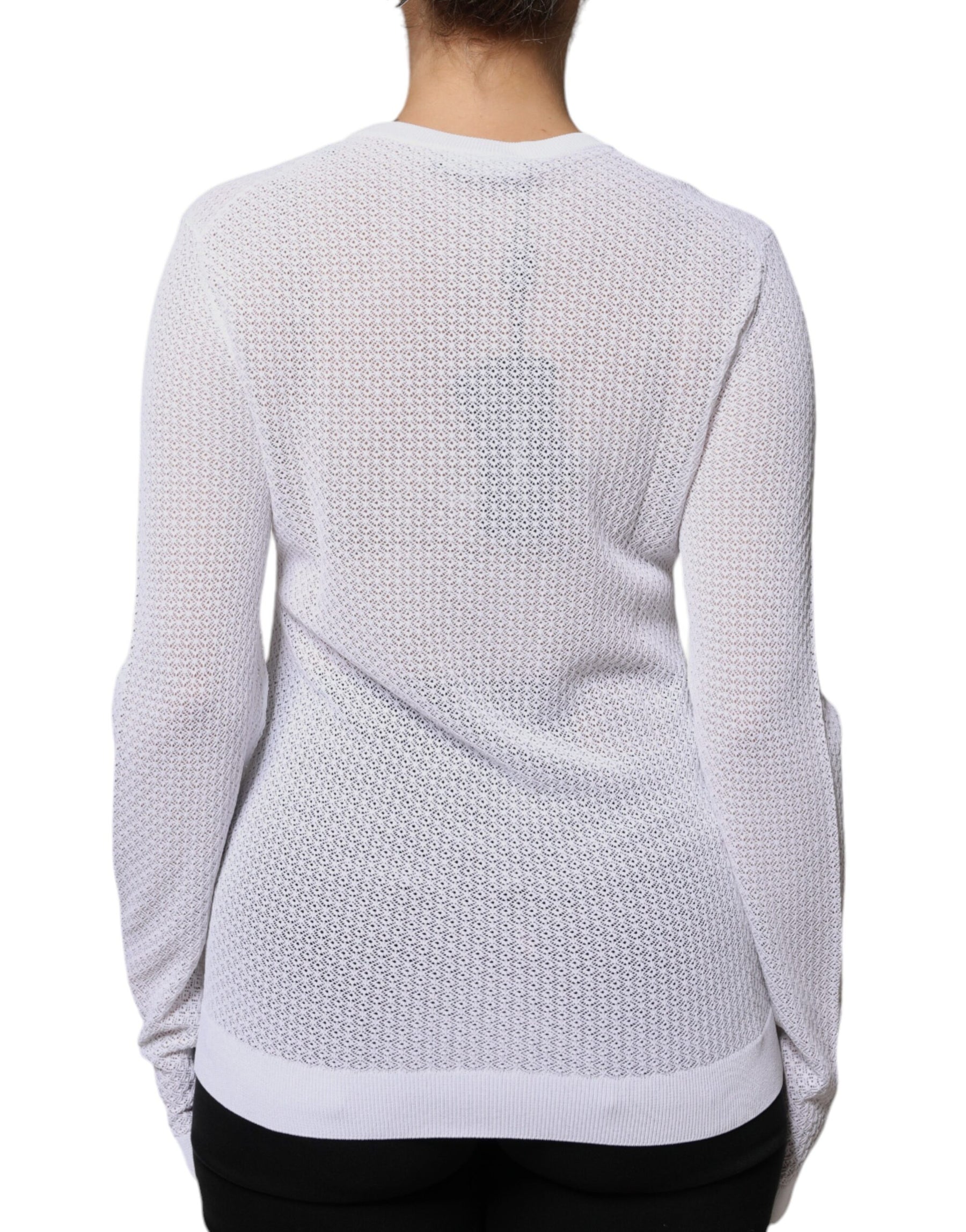 Dolce & Gabbana White Mesh See Through Long Sleeves Top | Regal Royce