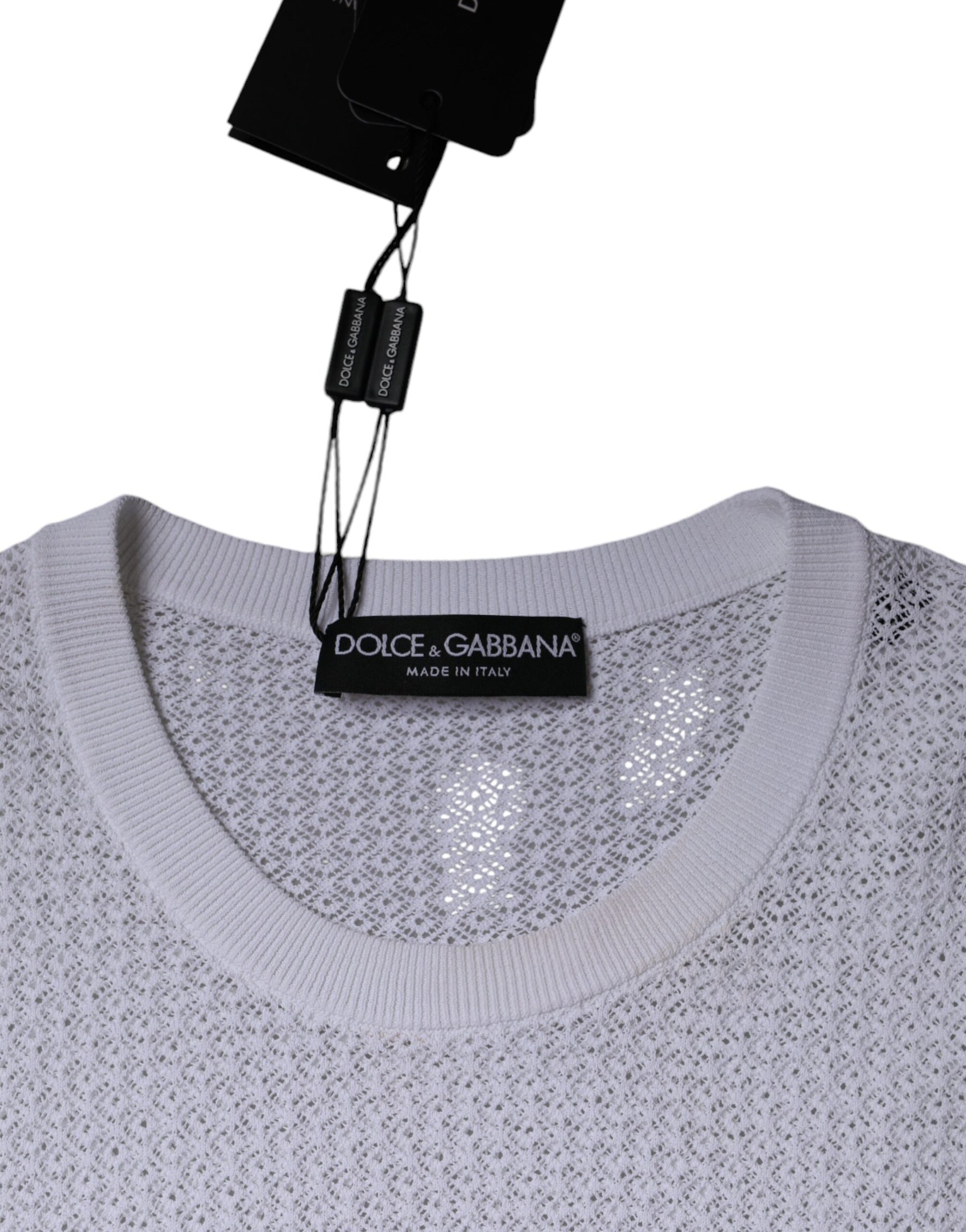 Dolce & Gabbana White Mesh See Through Long Sleeves Top | Regal Royce