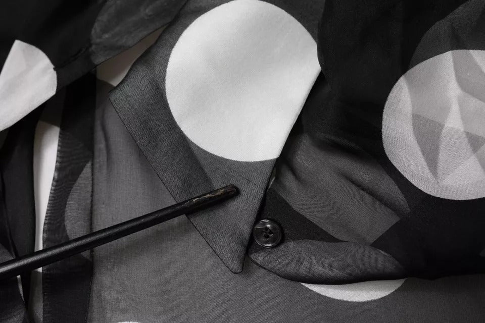 Dolce & Gabbana Black White Polka Dots Silk Long Sleeves Top | Regal Royce