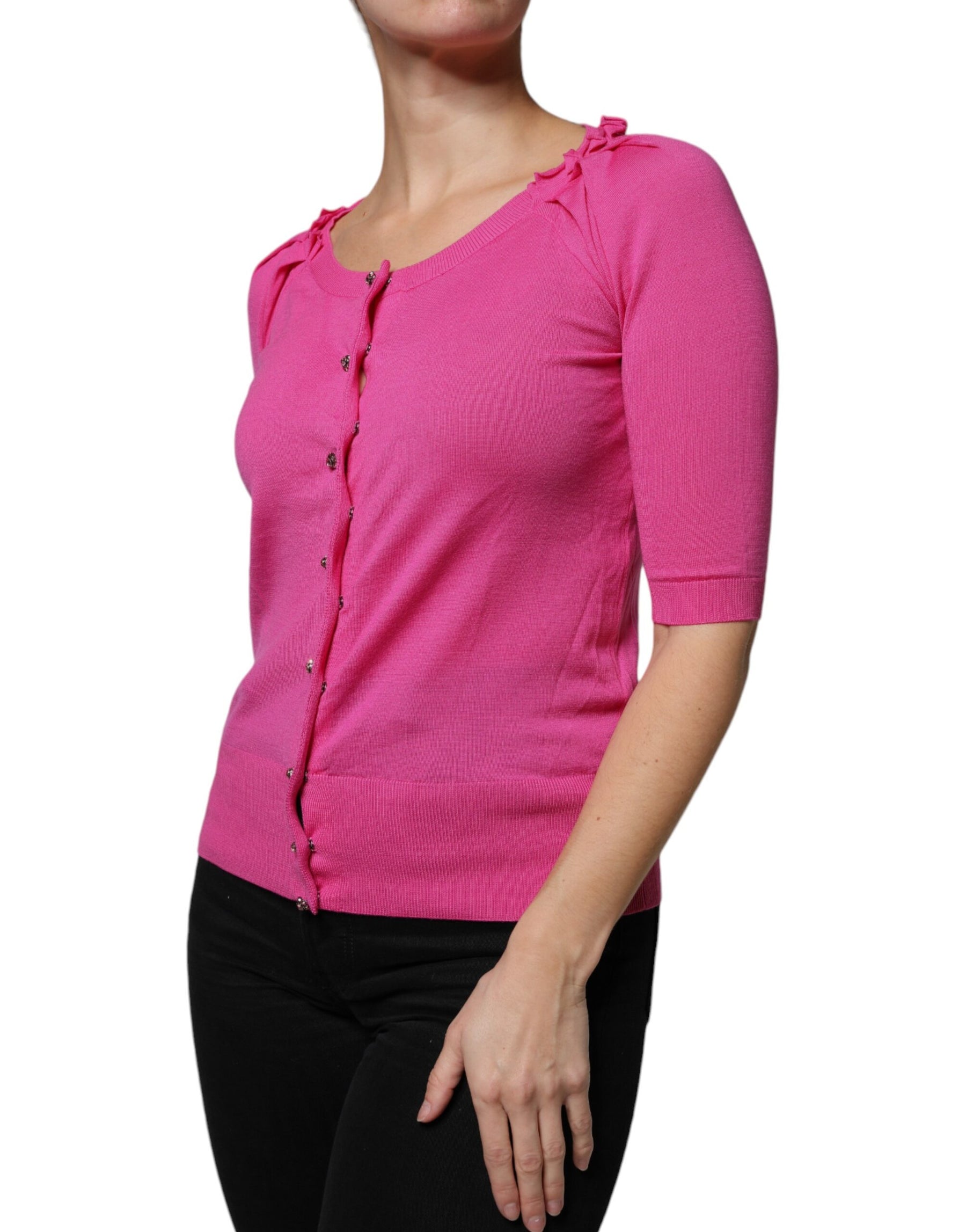 Dolce & Gabbana Pink Wool Button Down Cardigan Sweater | Regal Royce