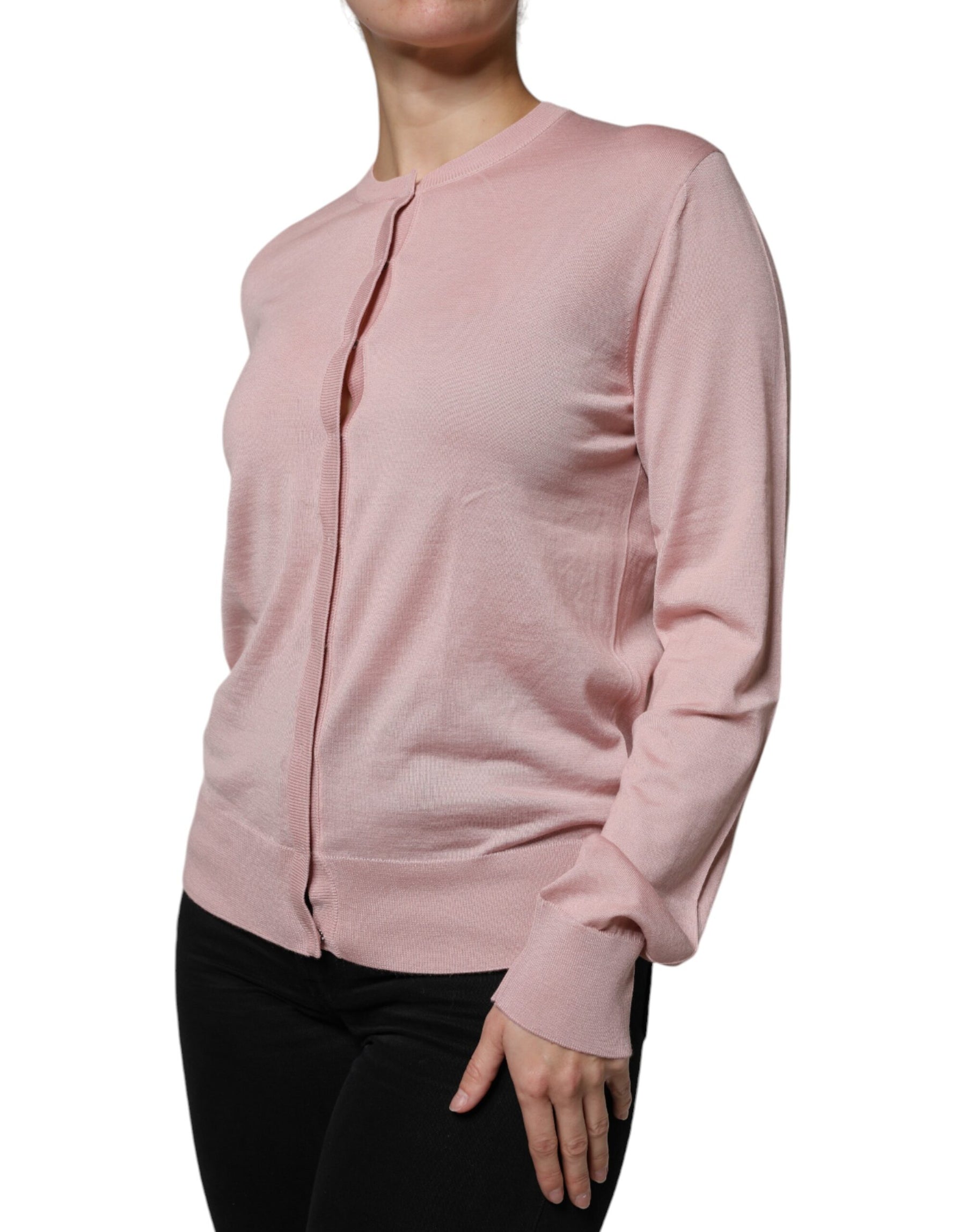 Dolce & Gabbana Pink Wool Knit Button Down Cardigan Sweater | Regal Royce