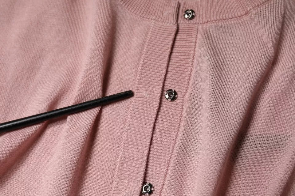 Dolce & Gabbana Pink Wool Knit Button Down Cardigan Sweater | Regal Royce