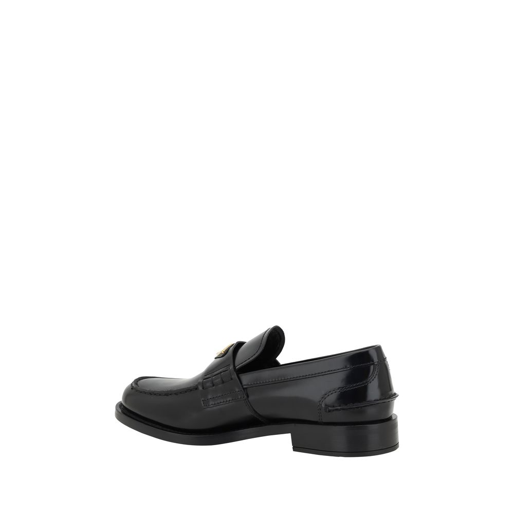 Prada Black Leather Logo Loafers | Regal Royce