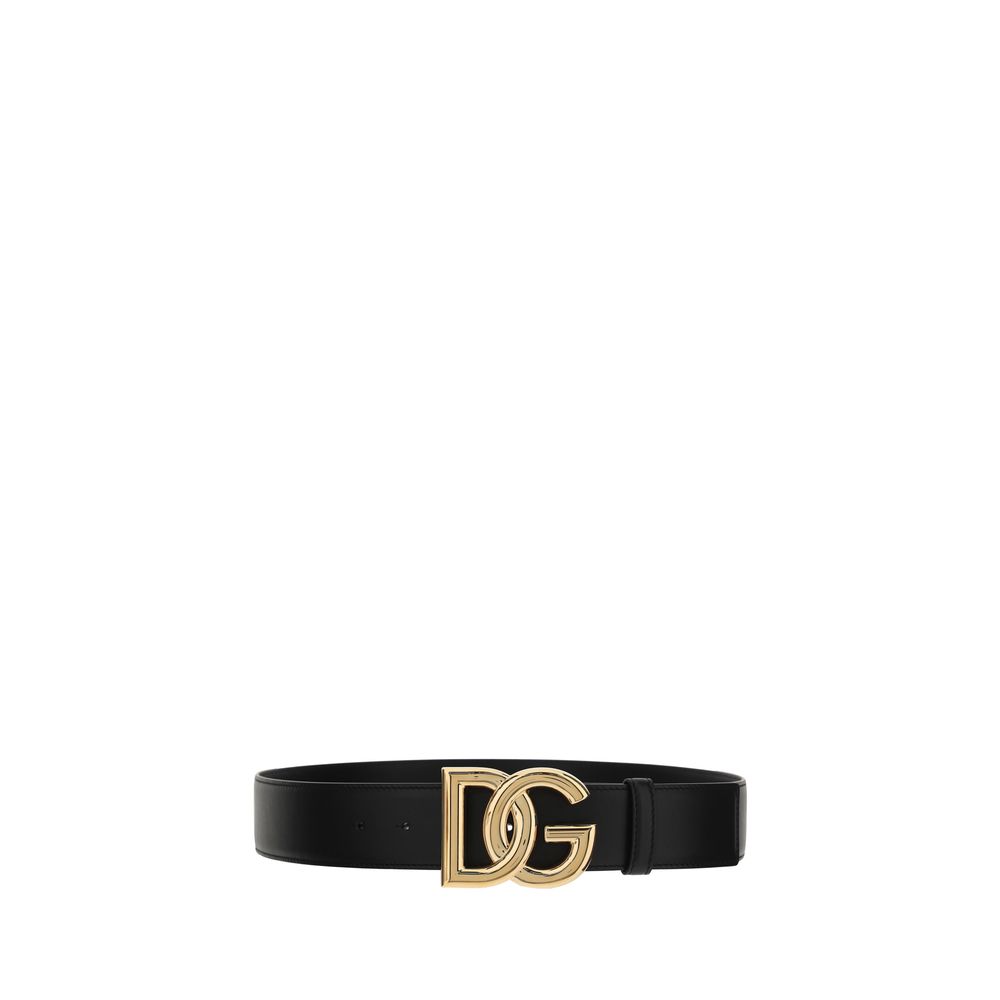 Dolce & Gabbana Black Calf Leather Bos Taurus Regular Belt | Regal Royce