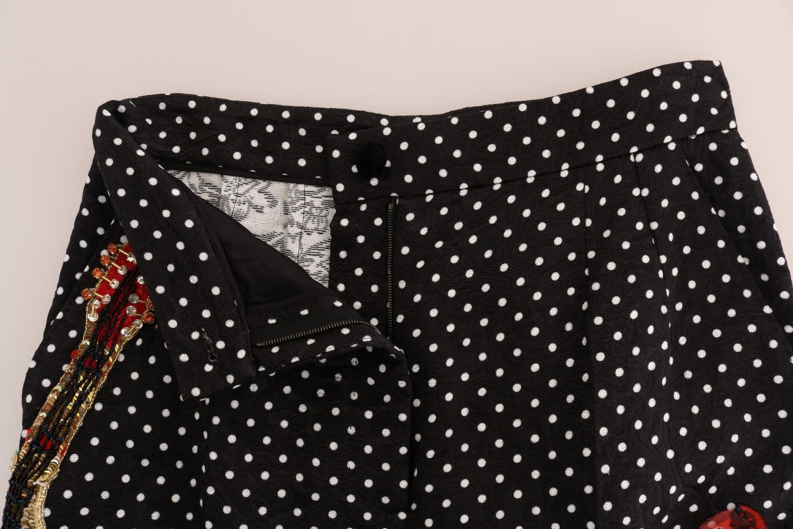 Dolce & Gabbana Black Polka Dot Sicily Crystal Pants | Regal Royce