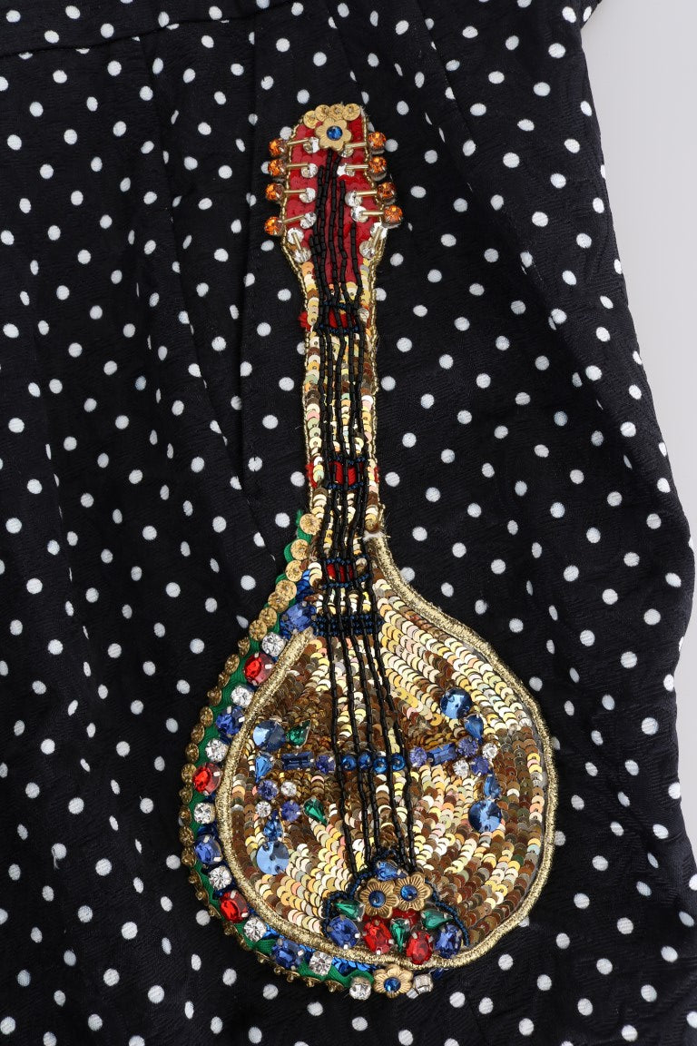 Dolce & Gabbana Black Polka Dot Sicily Crystal Pants | Regal Royce