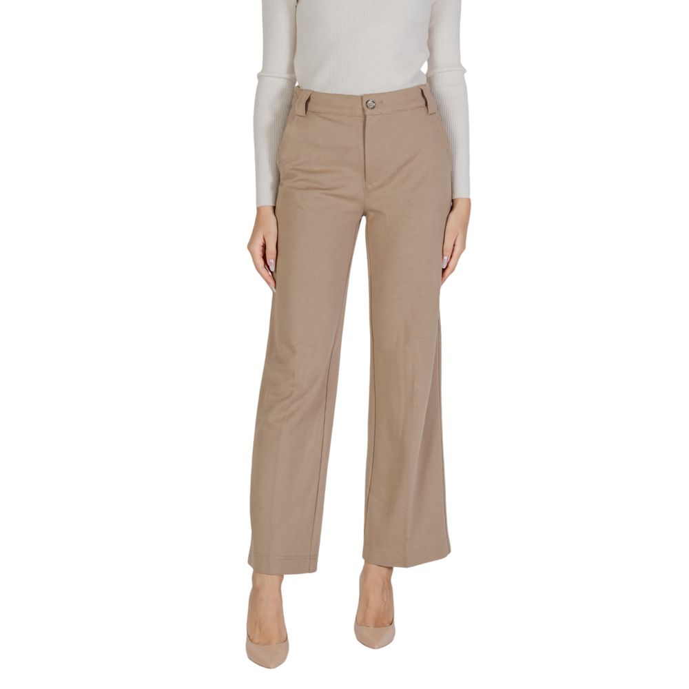 Street One Beige Viscose Casual Pants | Regal Royce