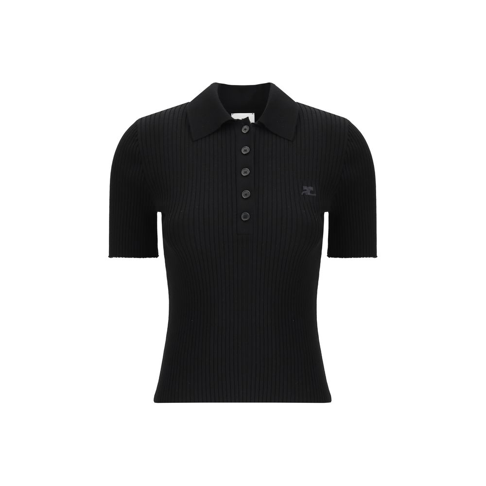 Courrèges Black Viscose Polo Shirt | Regal Royce