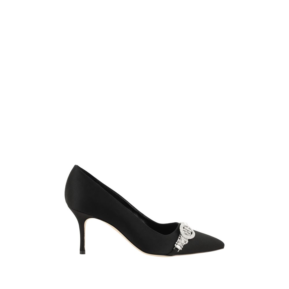 Manolo Blahnik Black Asapump Satin Pumps | Regal Royce