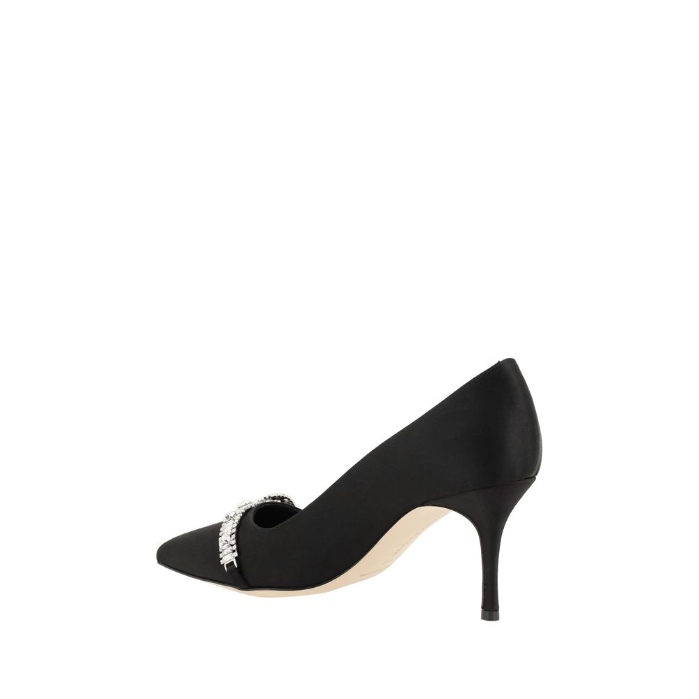 Manolo Blahnik Black Asapump Satin Pumps | Regal Royce