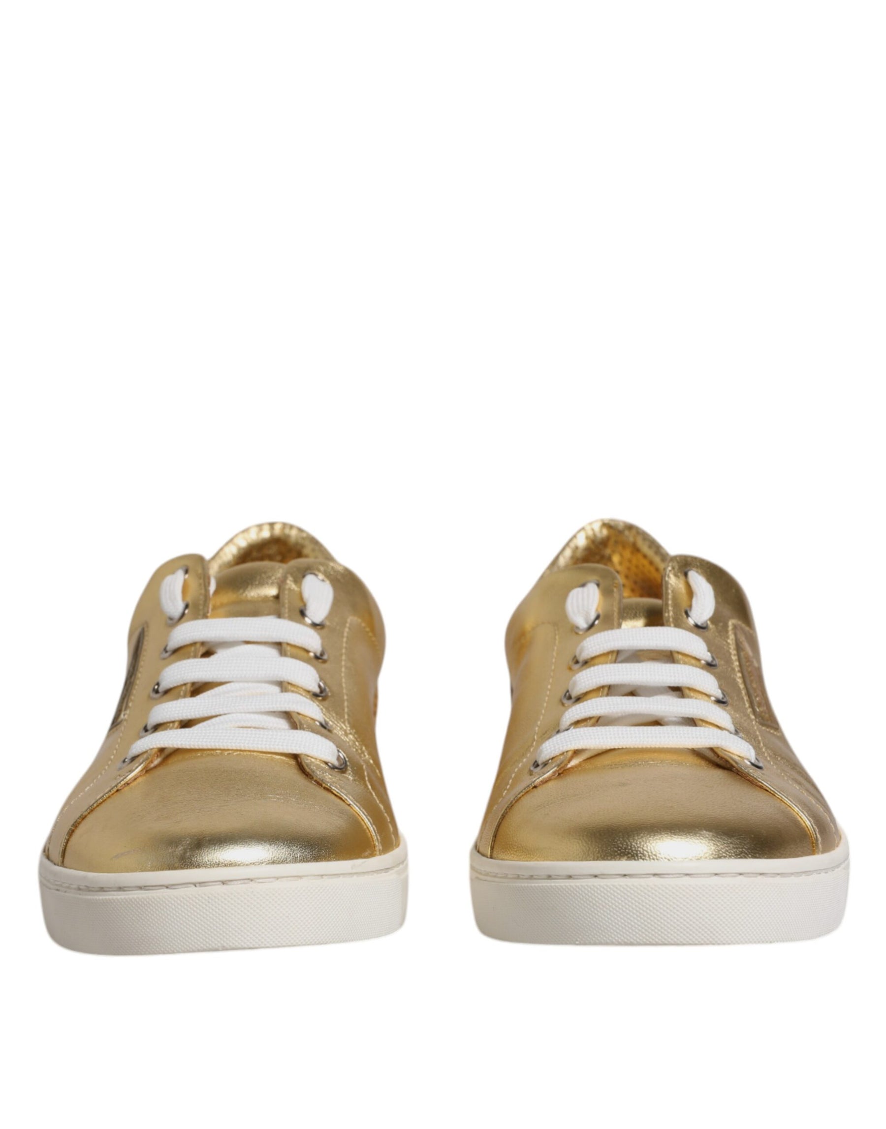 Dolce & Gabbana Gold Leather Logo London Men Sneakers Shoes | Regal Royce