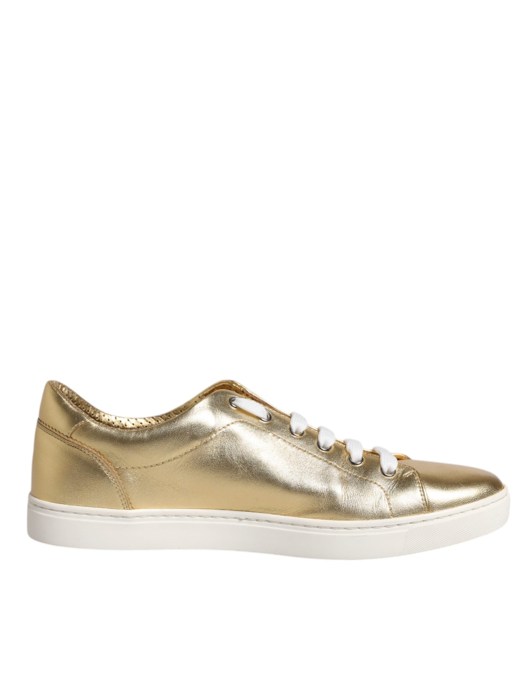 Dolce & Gabbana Gold Leather Logo London Men Sneakers Shoes | Regal Royce