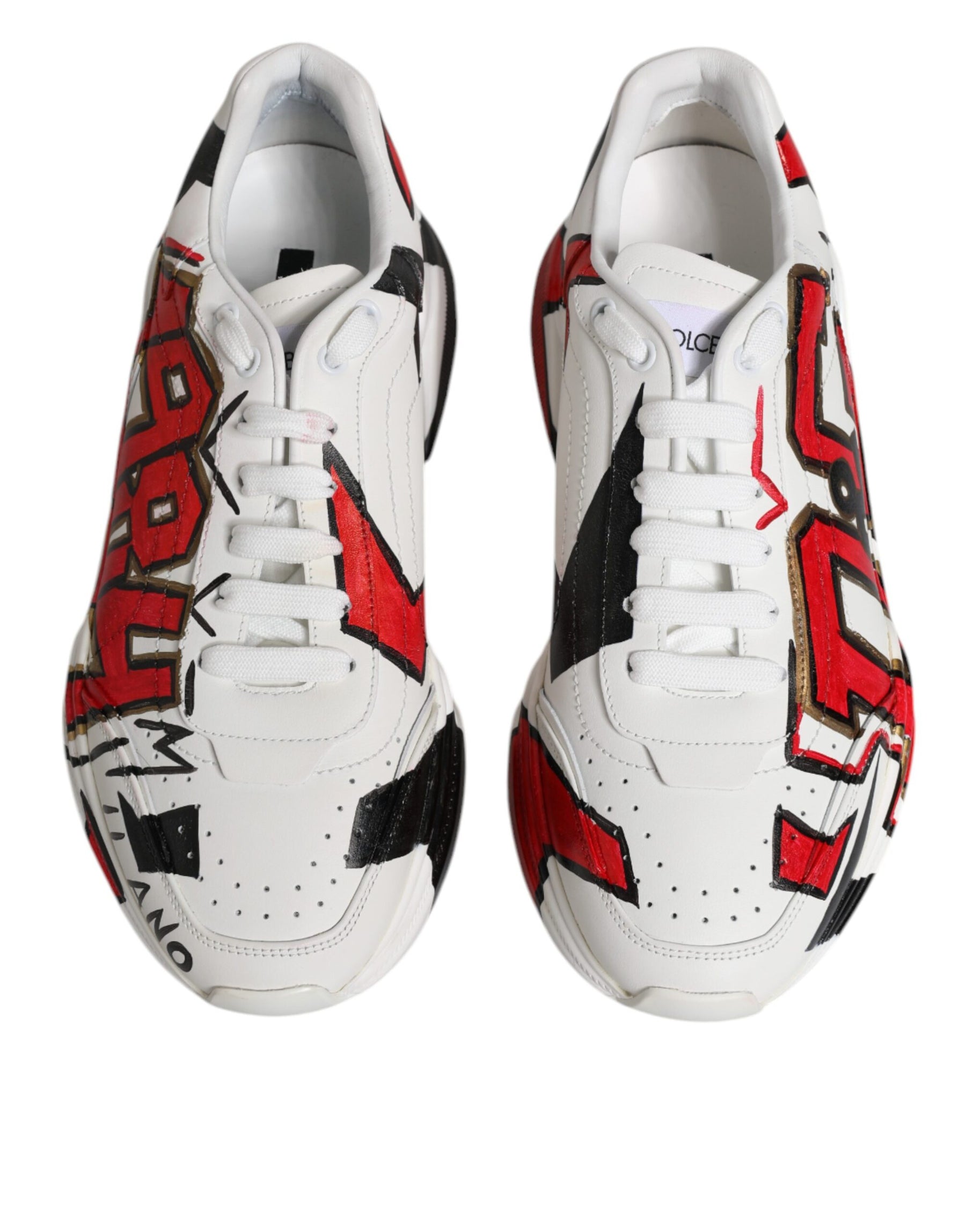 Dolce & Gabbana White Daymaster Hand Painted Sneakers Shoes | Regal Royce