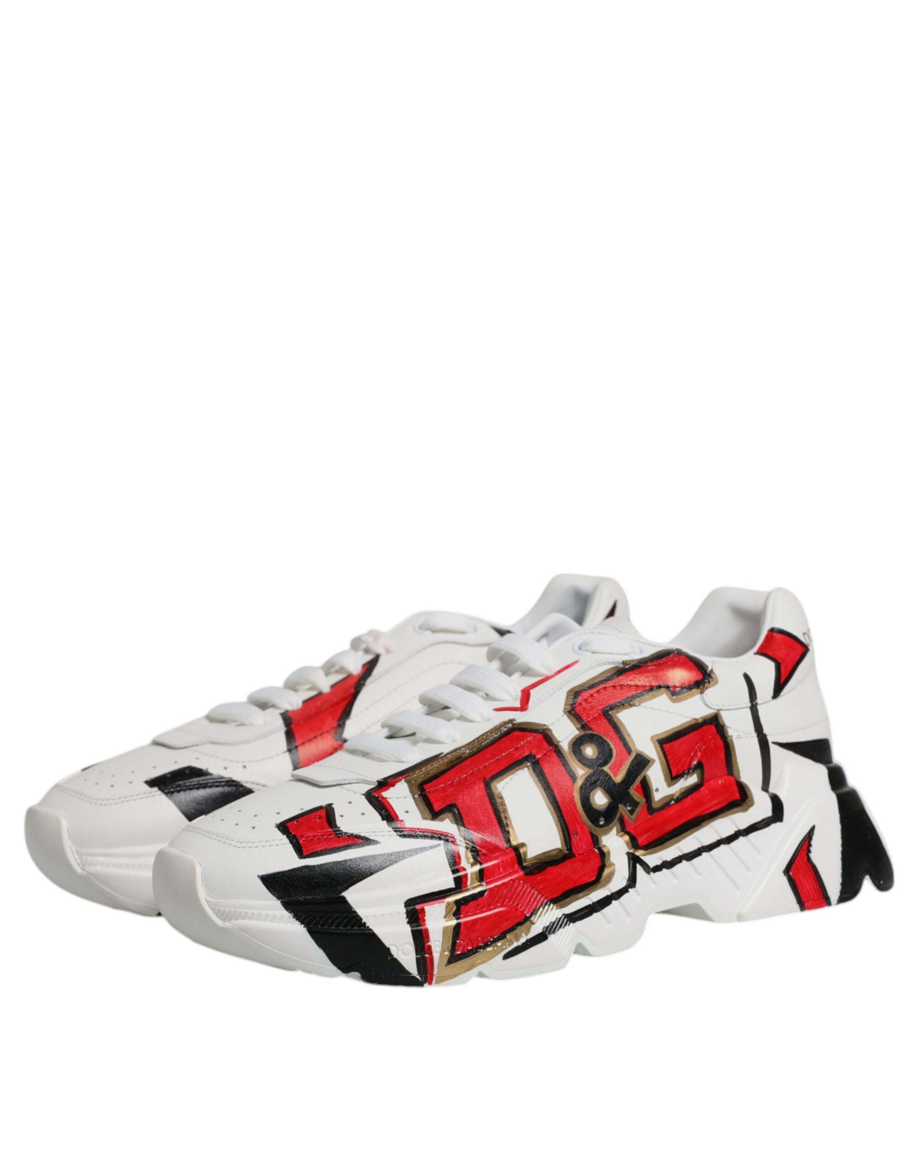 Dolce & Gabbana White Daymaster Hand Painted Sneakers Shoes | Regal Royce