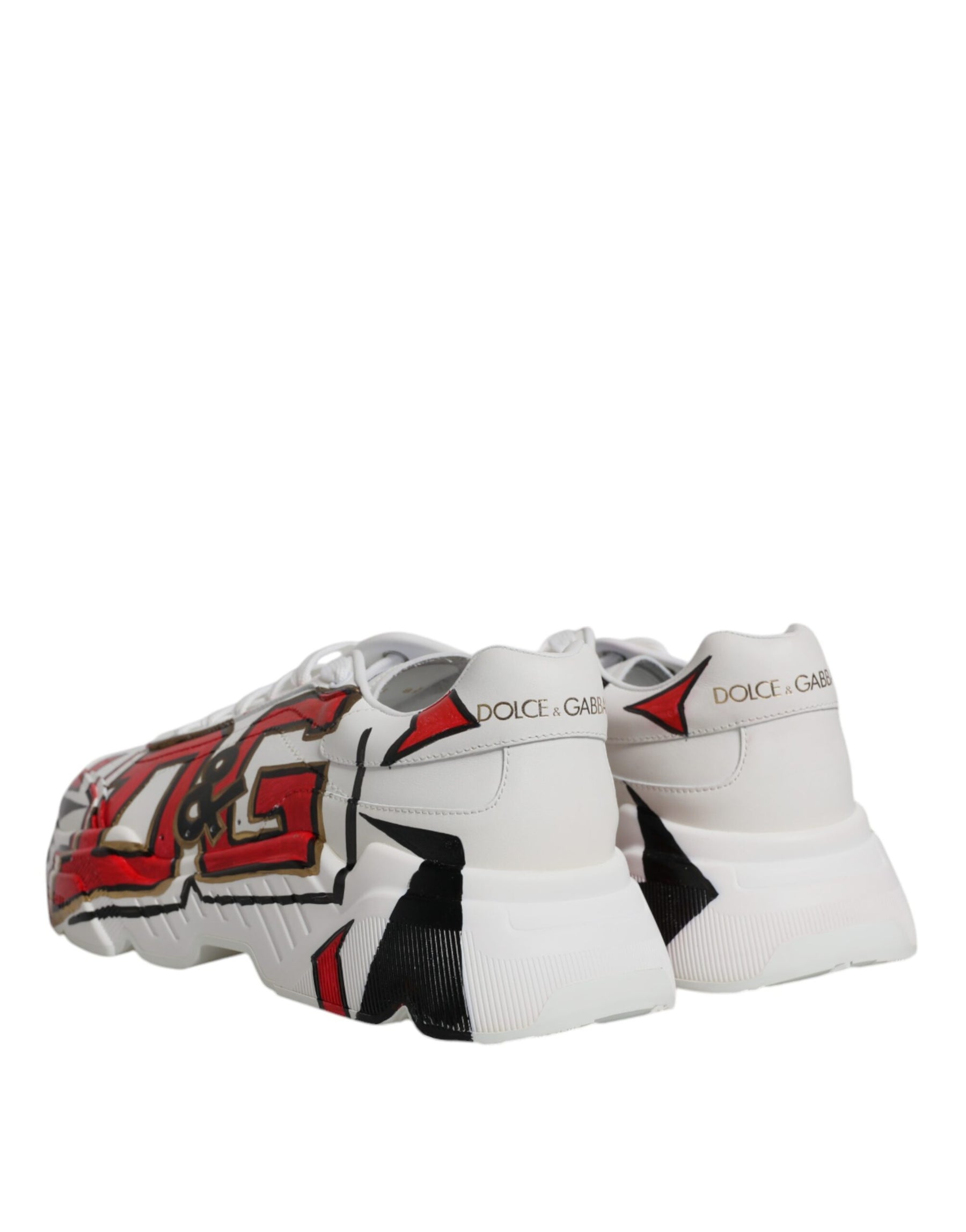 Dolce & Gabbana White Daymaster Hand Painted Sneakers Shoes | Regal Royce