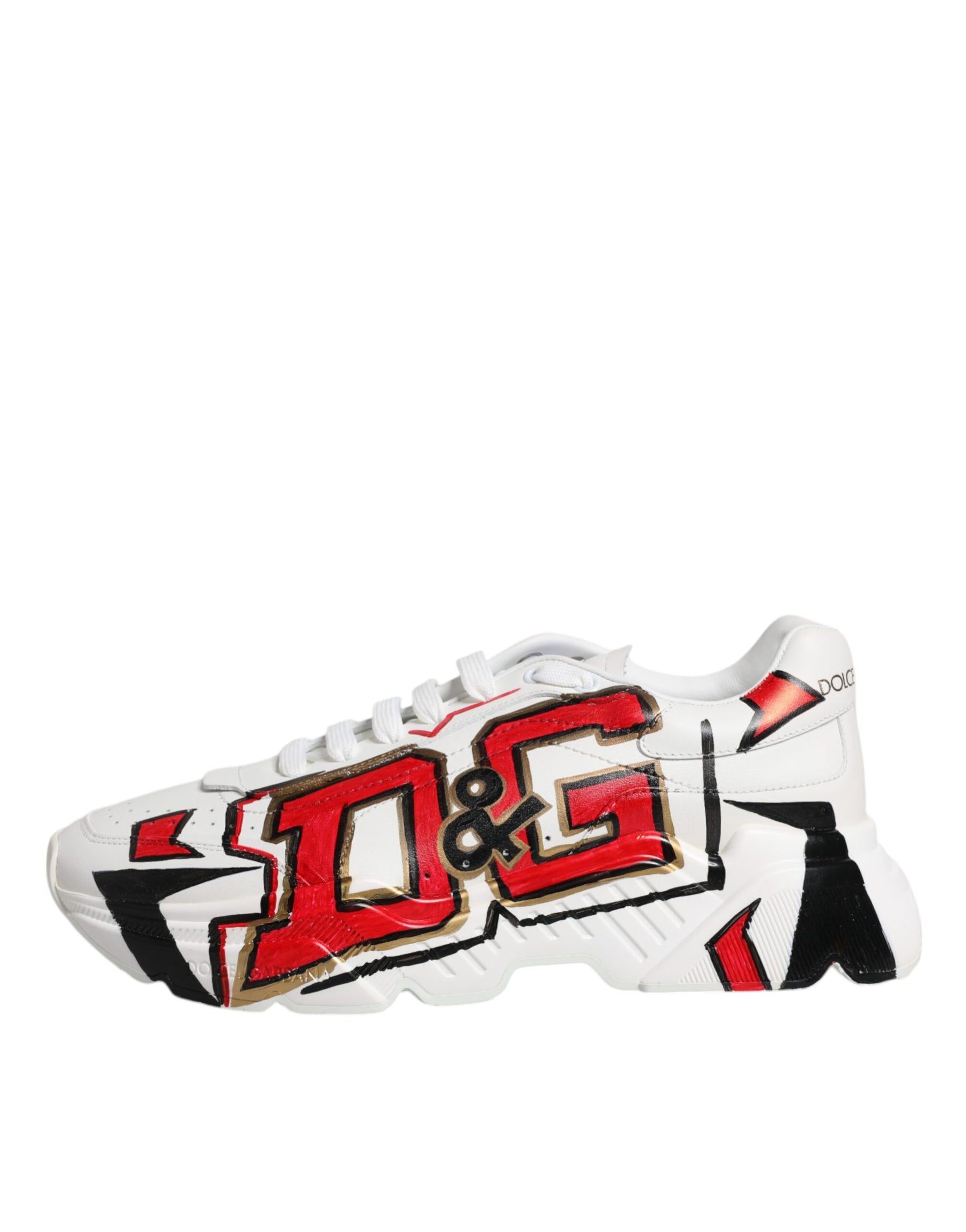 Dolce & Gabbana White Daymaster Hand Painted Sneakers Shoes | Regal Royce