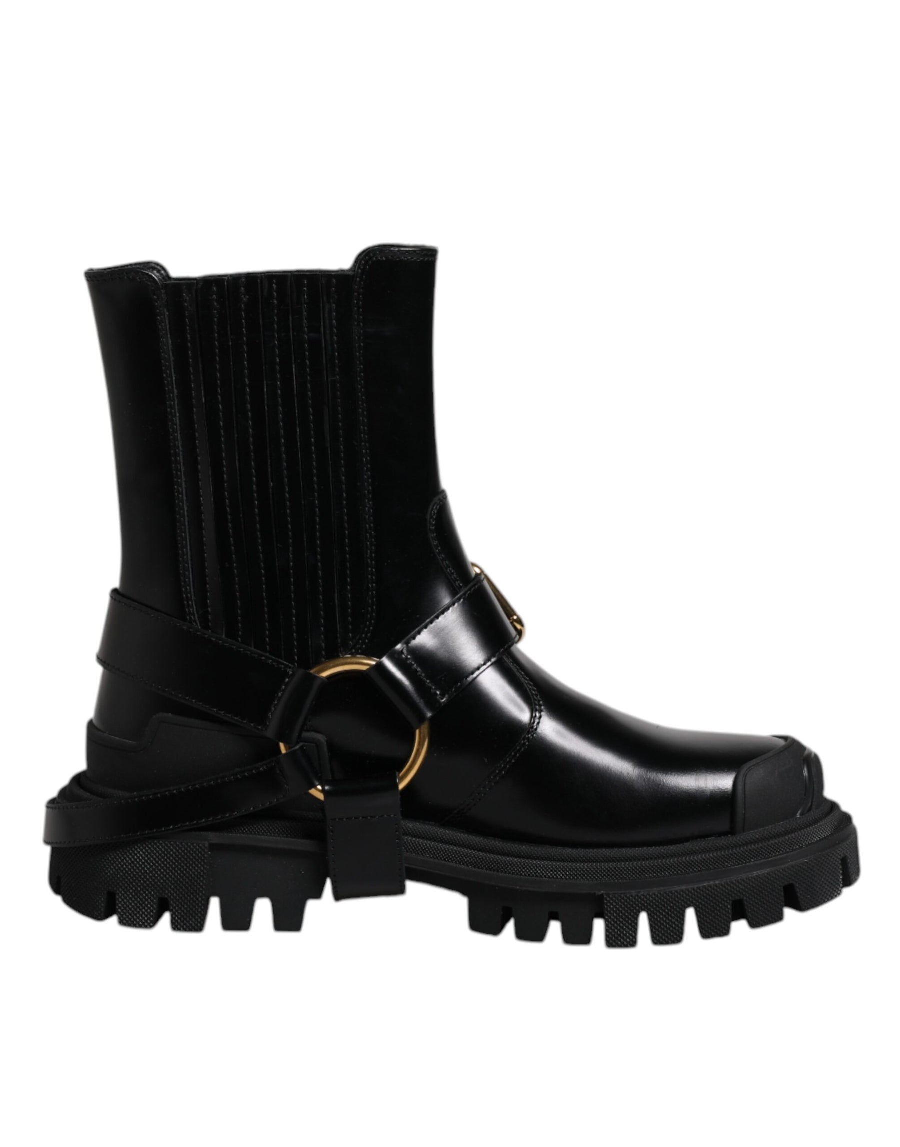 Dolce & Gabbana Black Leather Slip On Stretch Trekking Boots Shoes | Regal Royce