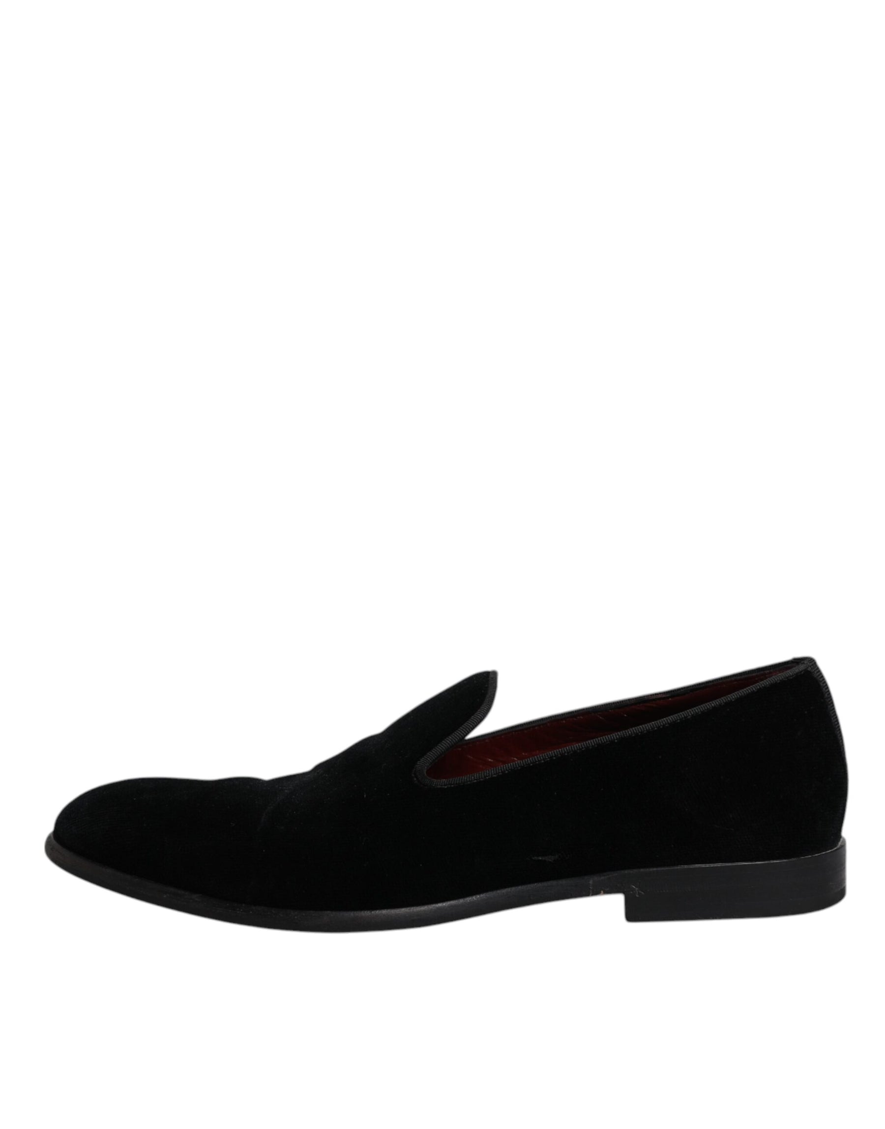 Dolce & Gabbana Black Velvet Loafers Formal Men Dress Shoes | Regal Royce