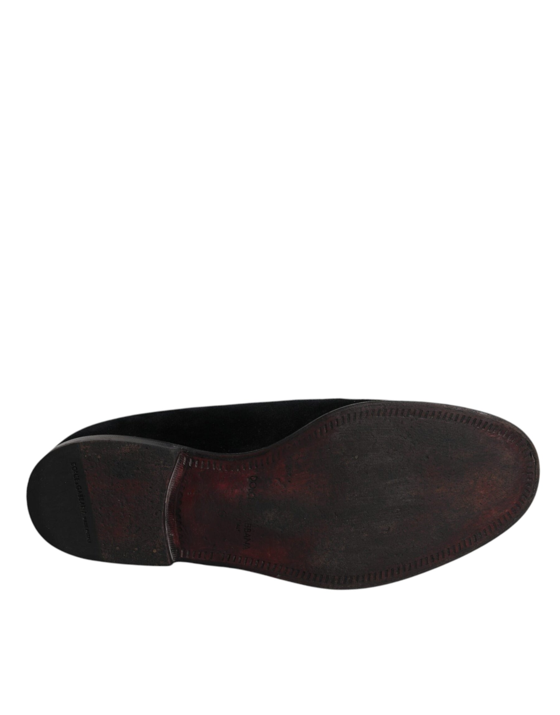 Dolce & Gabbana Black Velvet Loafers Formal Men Dress Shoes | Regal Royce