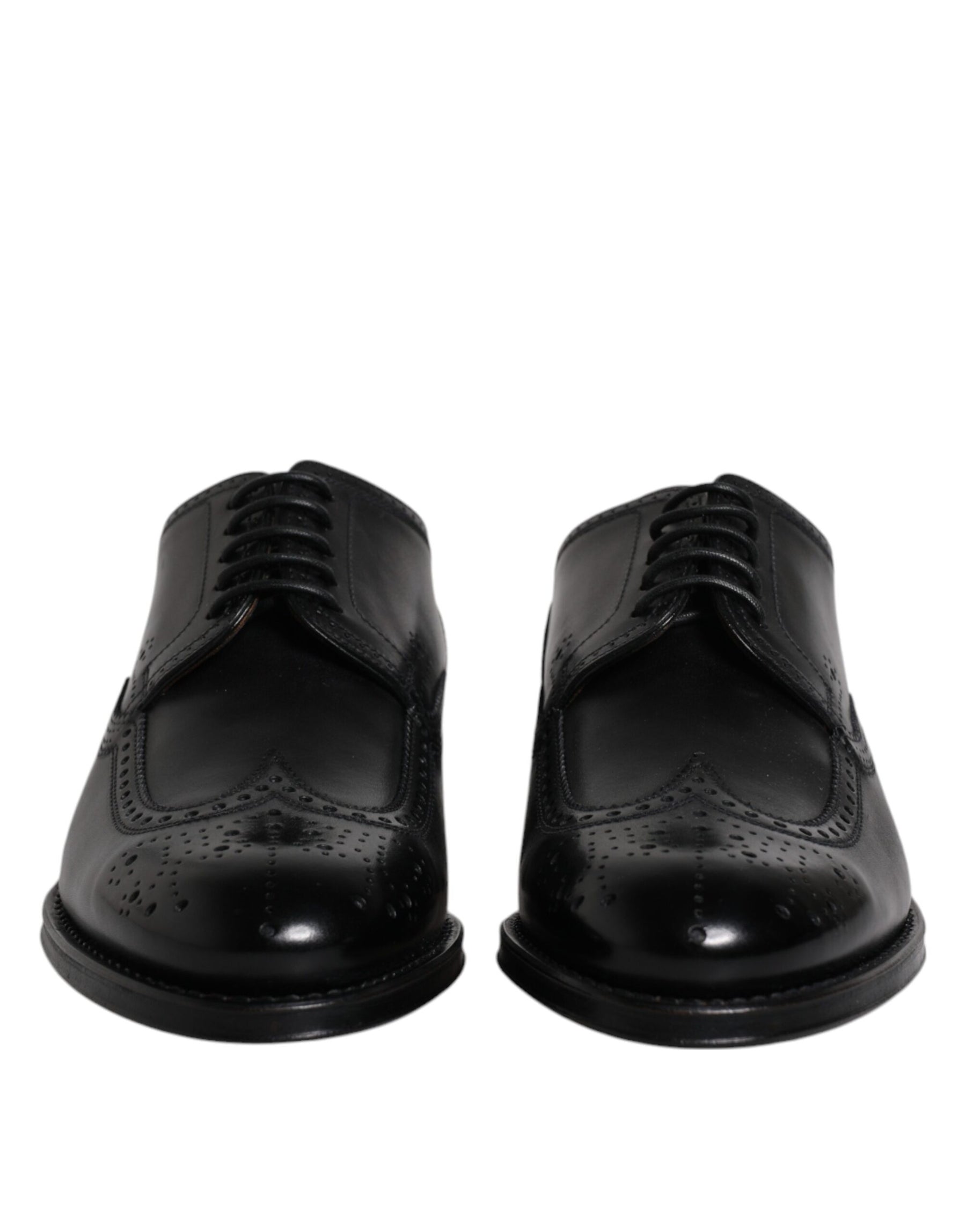Dolce & Gabbana Black Leather Derby Wingtip Formal Shoes | Regal Royce