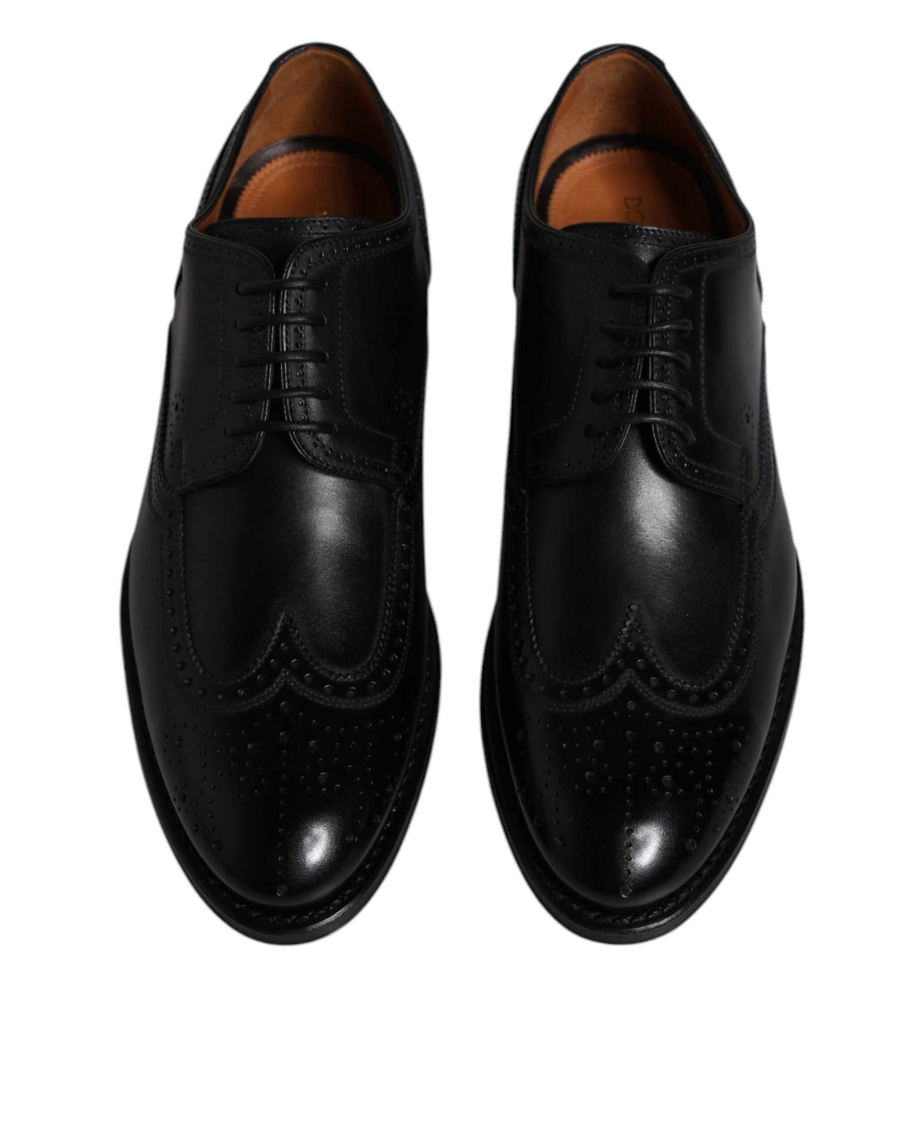 Dolce & Gabbana Black Leather Derby Wingtip Formal Shoes | Regal Royce