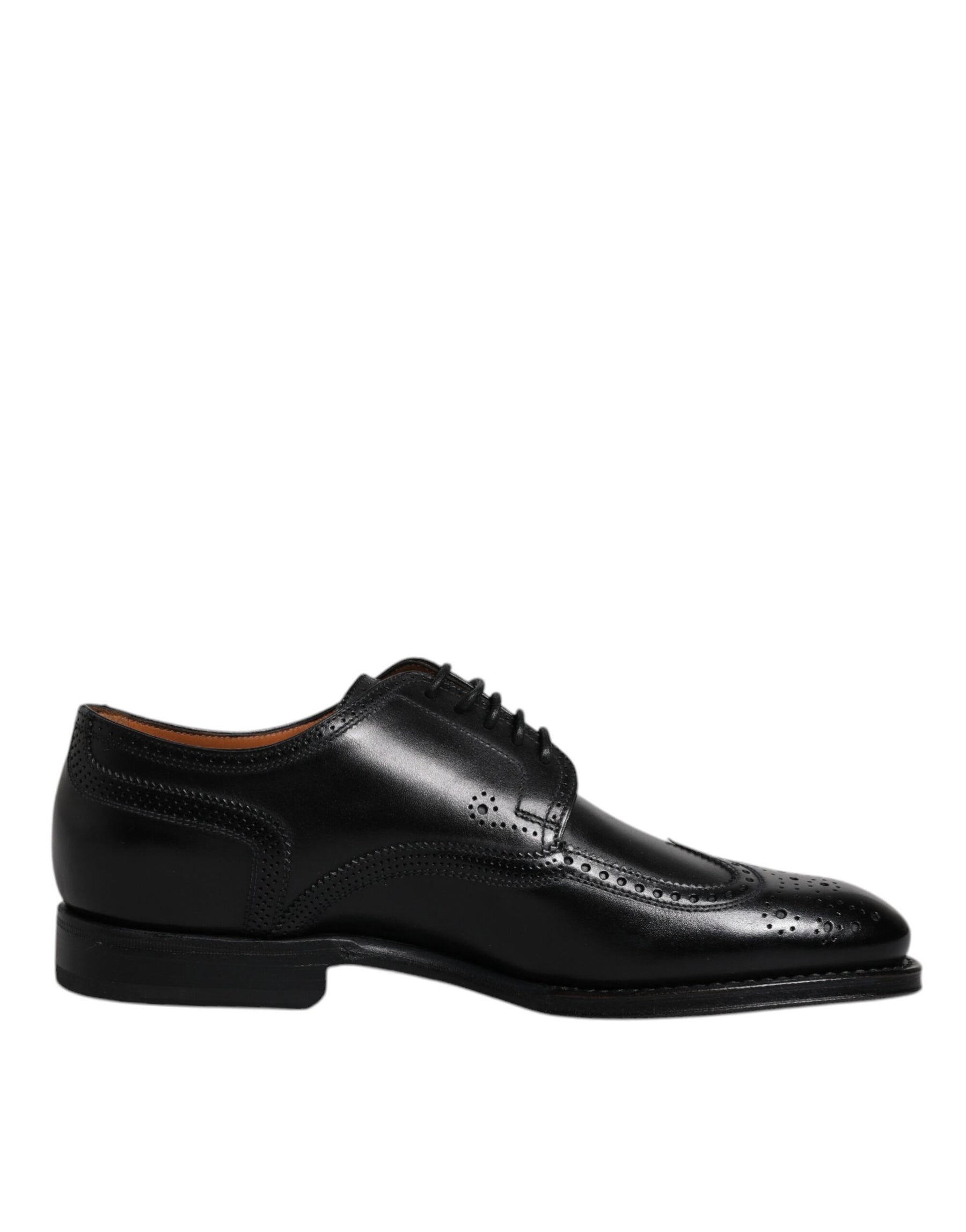 Dolce & Gabbana Black Leather Derby Wingtip Formal Shoes | Regal Royce