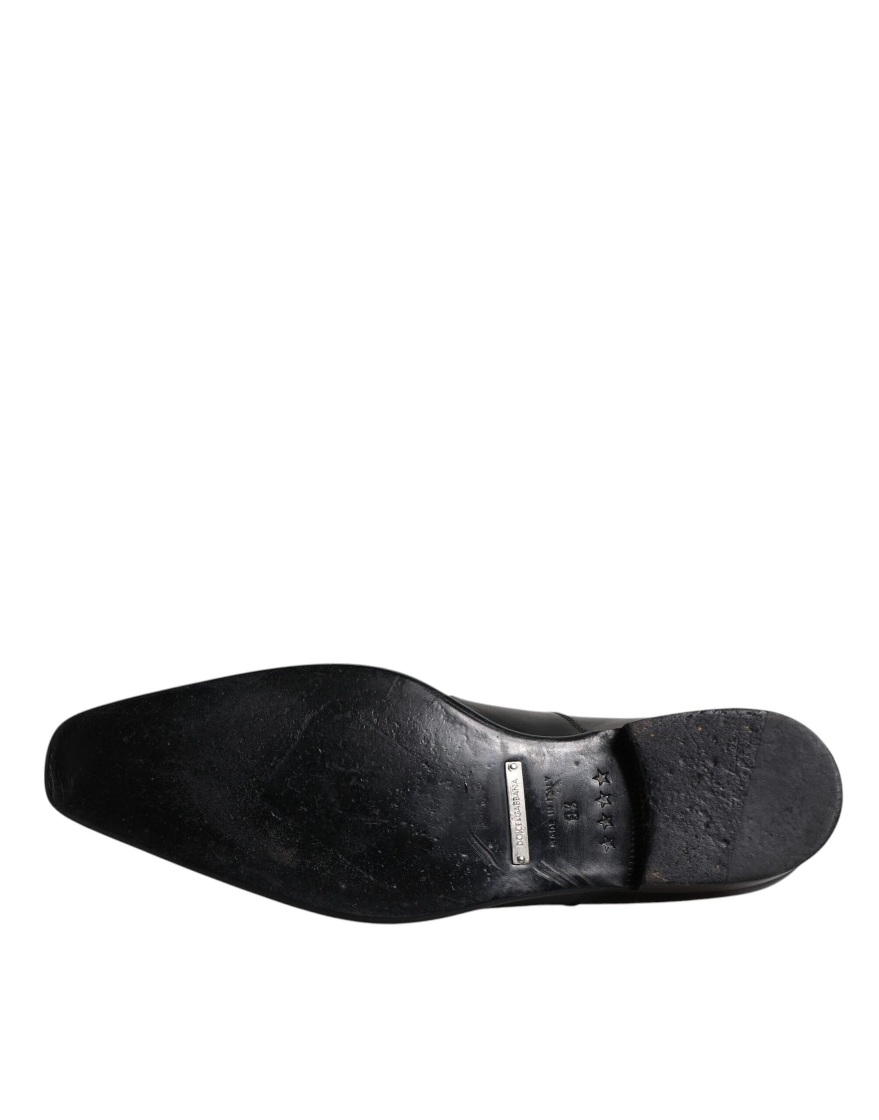 Dolce & Gabbana Black Leather Derby Men Formal Dress Shoes | Regal Royce